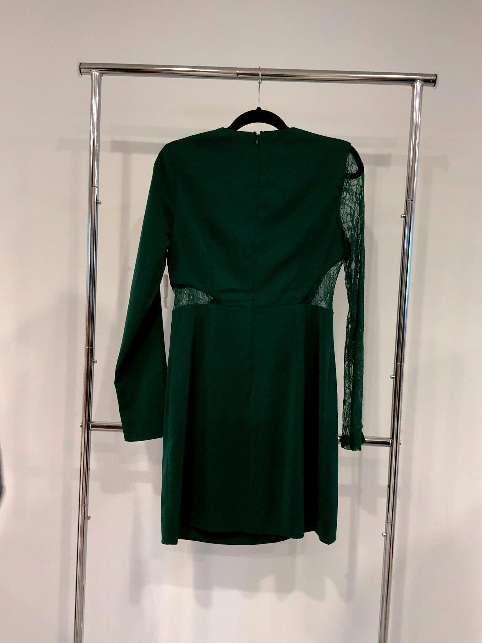 Designer Elegant OneOneSix Green Lace Sleeve Dress Size L / US 10 / IT 46 - 2 Thumbnail