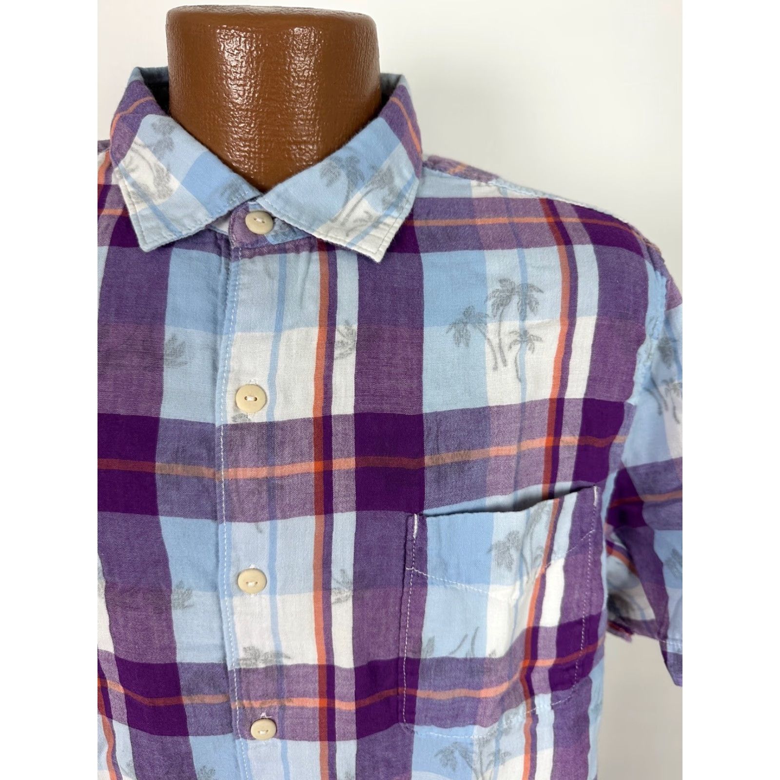 Tommy Bahama VINTAGE Tommy Bahama Shirt Men Large Double-Cloth Hawaiian Beach Palm Trees Plaid Cotton Size US L / EU 52-54 / 3 - 3 Thumbnail