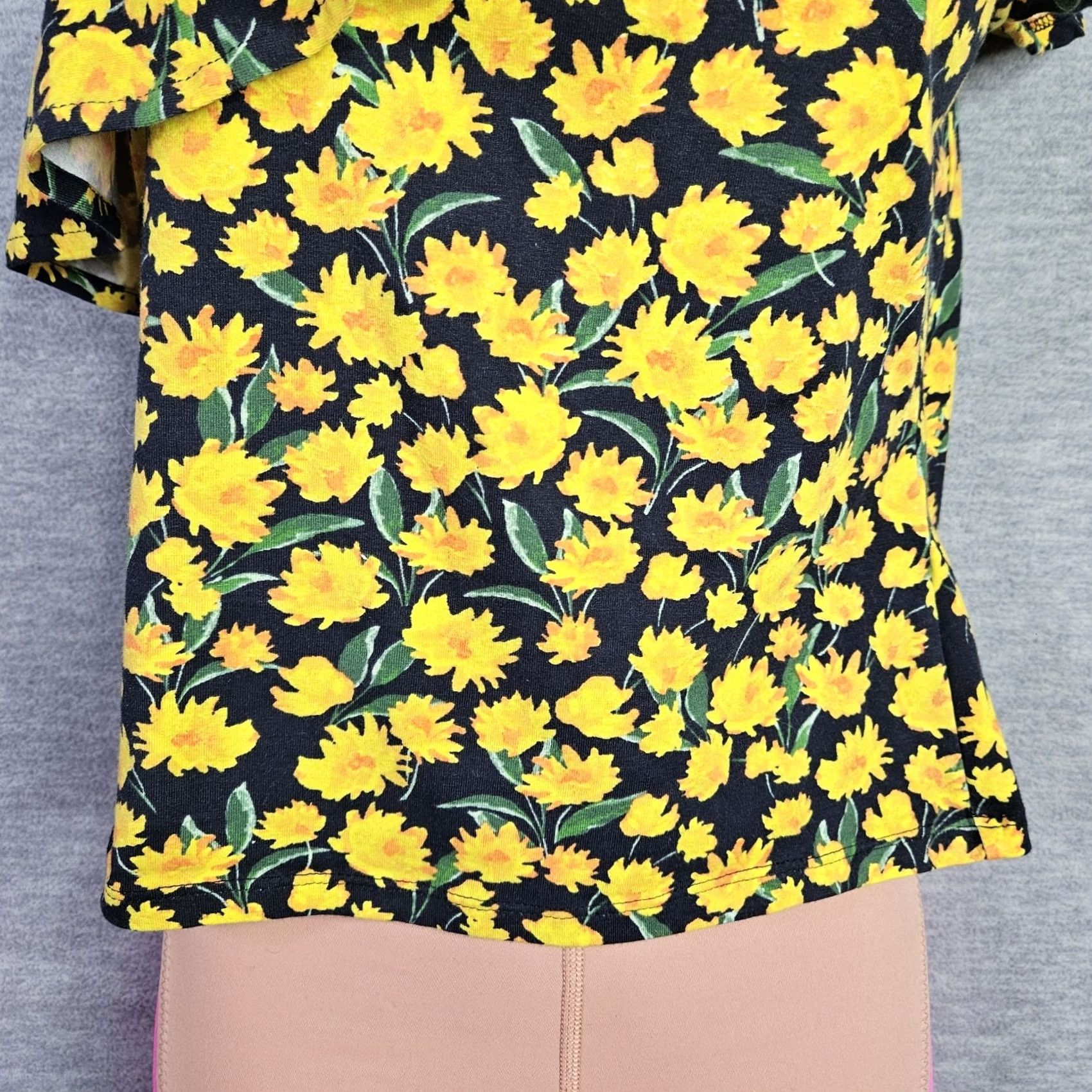 Vintage Maeve by Anthropologie Yellow Floral One-shoulder Top S Womens Cotton Blend Regular Short Sleeve Pullover N E W Size S / US 4 / IT 40 - 3 Thumbnail