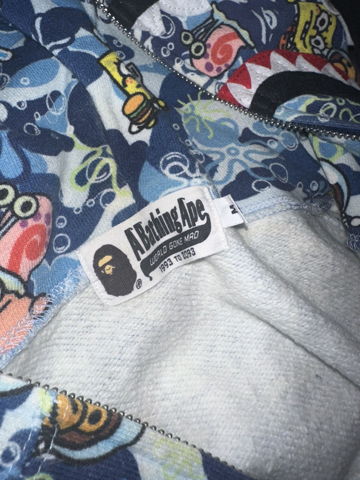 Bape Blue bape spongebob shark zip up hoodie Size US M / EU 48-50 / 2 - 9 Thumbnail