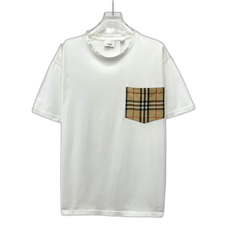 Burberry Burberry White Pocket Check Cotton T-Shirt Size US M / EU 48-50 / 2 - 1 Thumbnail