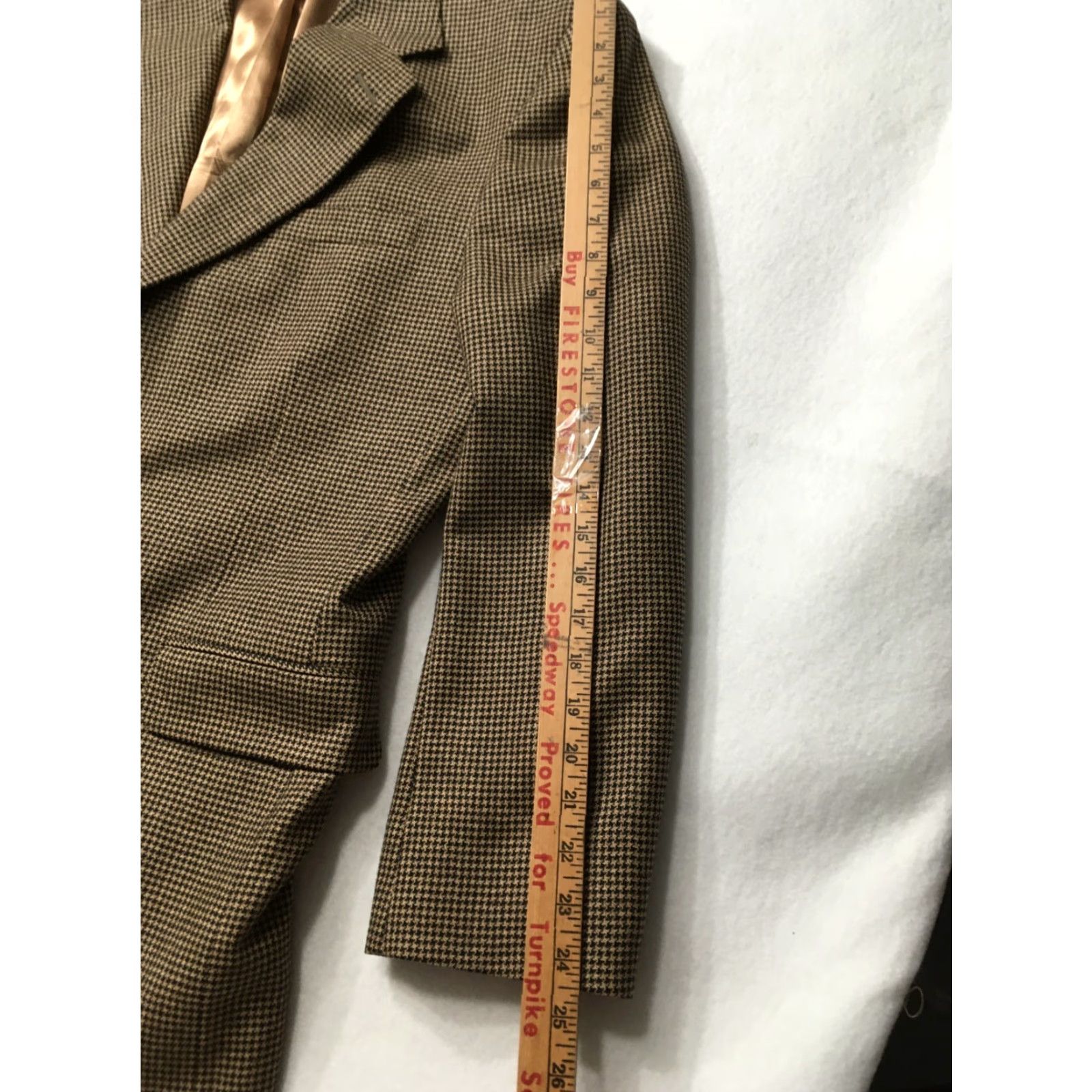 Aquascutum VTG Aquascutum Blazer Houndstooth Silk/Wool 2-Button Single-Breasted Beige 44reg Mens Jacket Size 44R - 3 Thumbnail