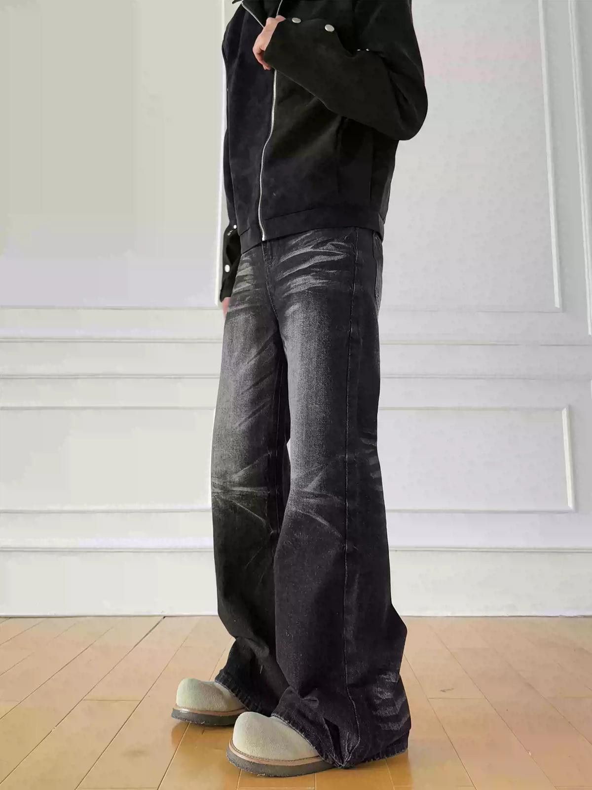Vintage Black Flared Denim Jeans, Wide Leg Casual Pants Size US 32 / EU 48 - 5 Thumbnail