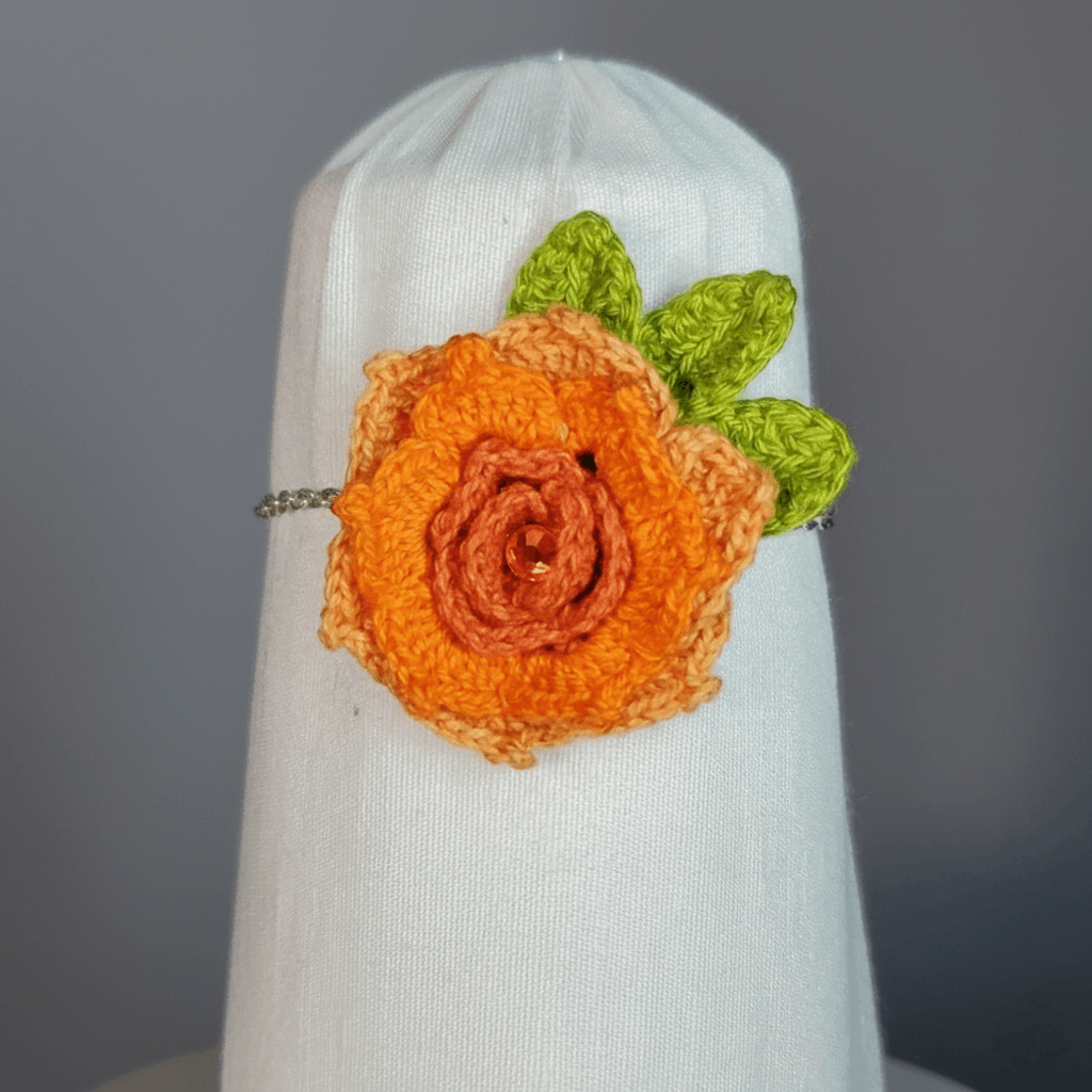Handmade Bracelet 7.5" Corsage Orange Dahlia Flower Lobster Clasp Size ONE SIZE - 3 Thumbnail