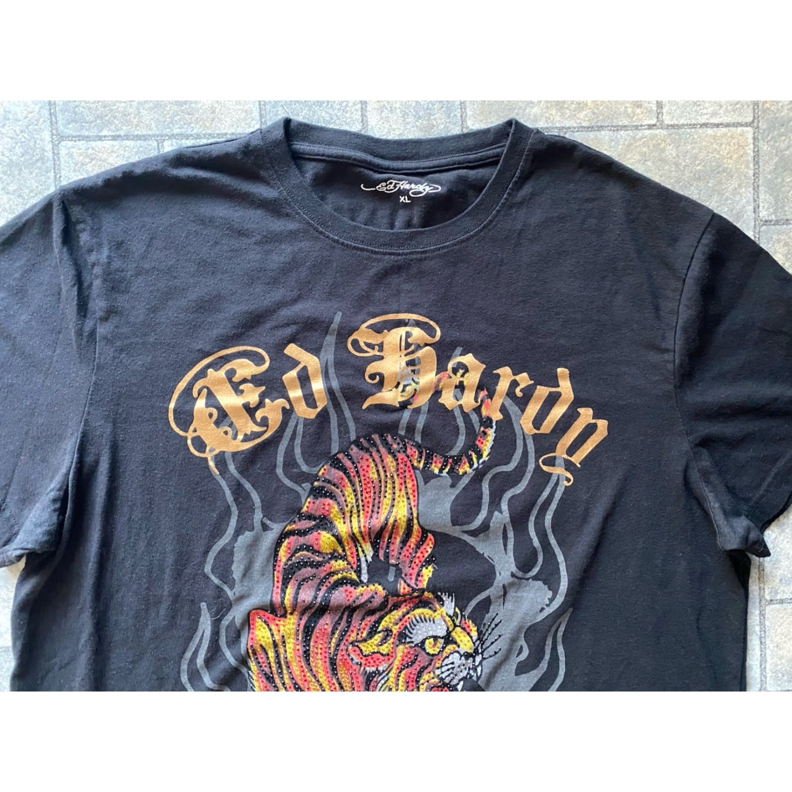 Ed Hardy Ed Hardy Men’s T-Shirt XL Black Short Sleeve Rhinestone Tiger Y2K Size US XL / EU 56 / 4 - 5 Thumbnail