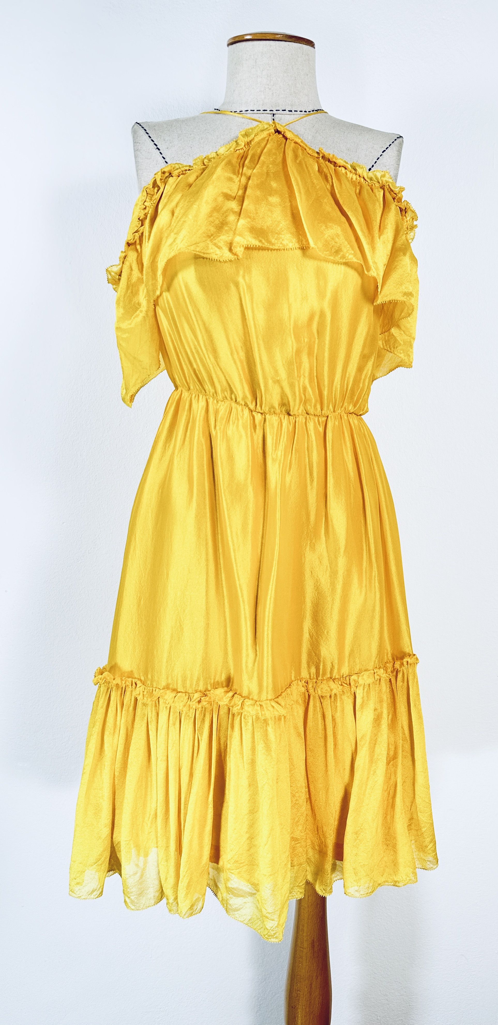 Designers Remix Yellow Silk Dress Size S / US 4 / IT 40 - 1 Thumbnail