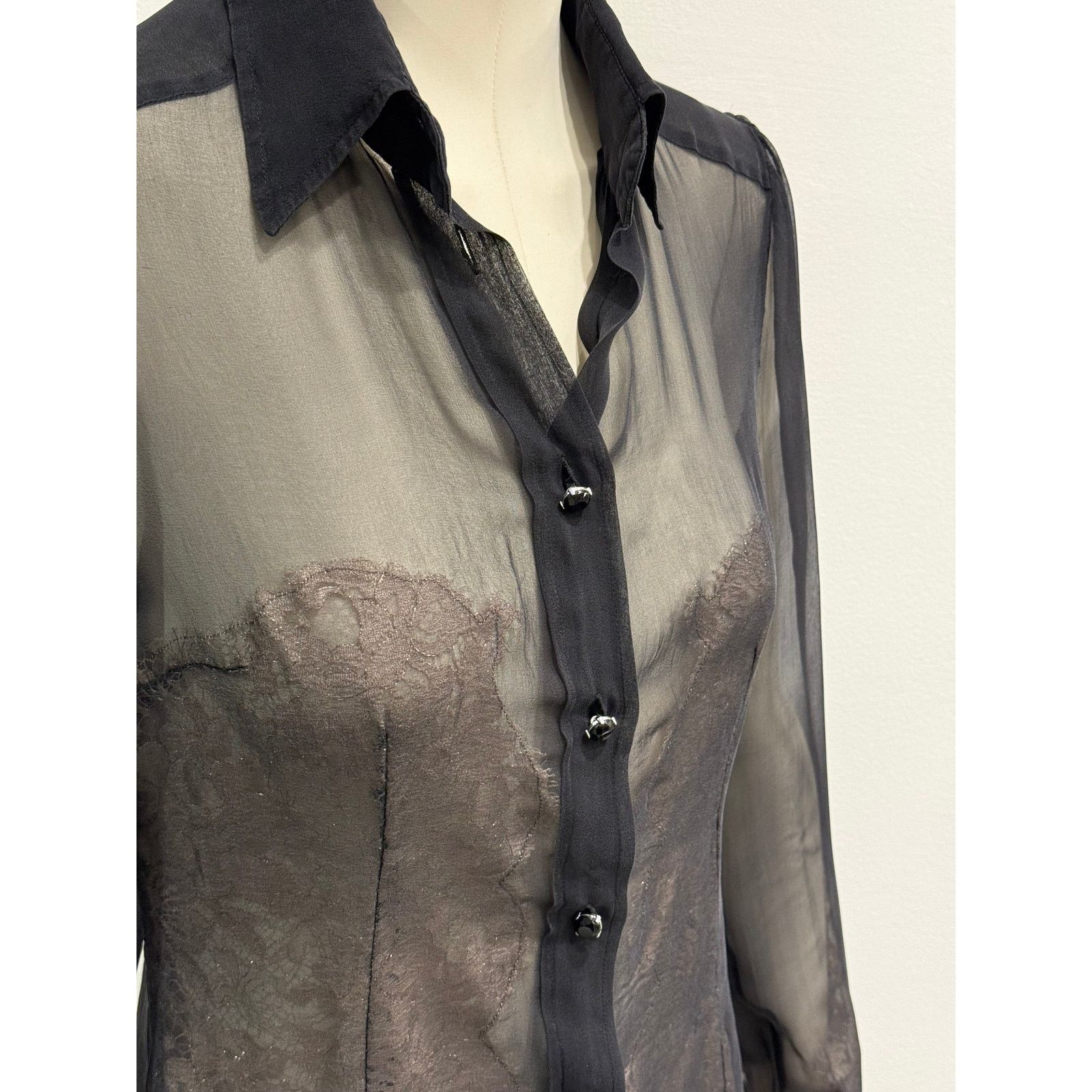 Dolce & Gabbana 2000s Dolce & Gabbana Silk lace hybrid shirt Size S / US 4 / IT 40 - 3 Thumbnail