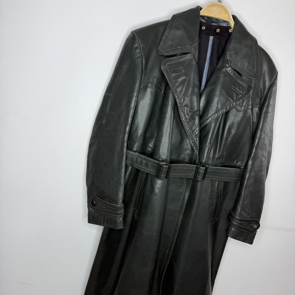 Genuine Leather Vintage 1980s very rare heavy belted leather coat 80s Size US M / EU 48-50 / 2 - 3 Thumbnail