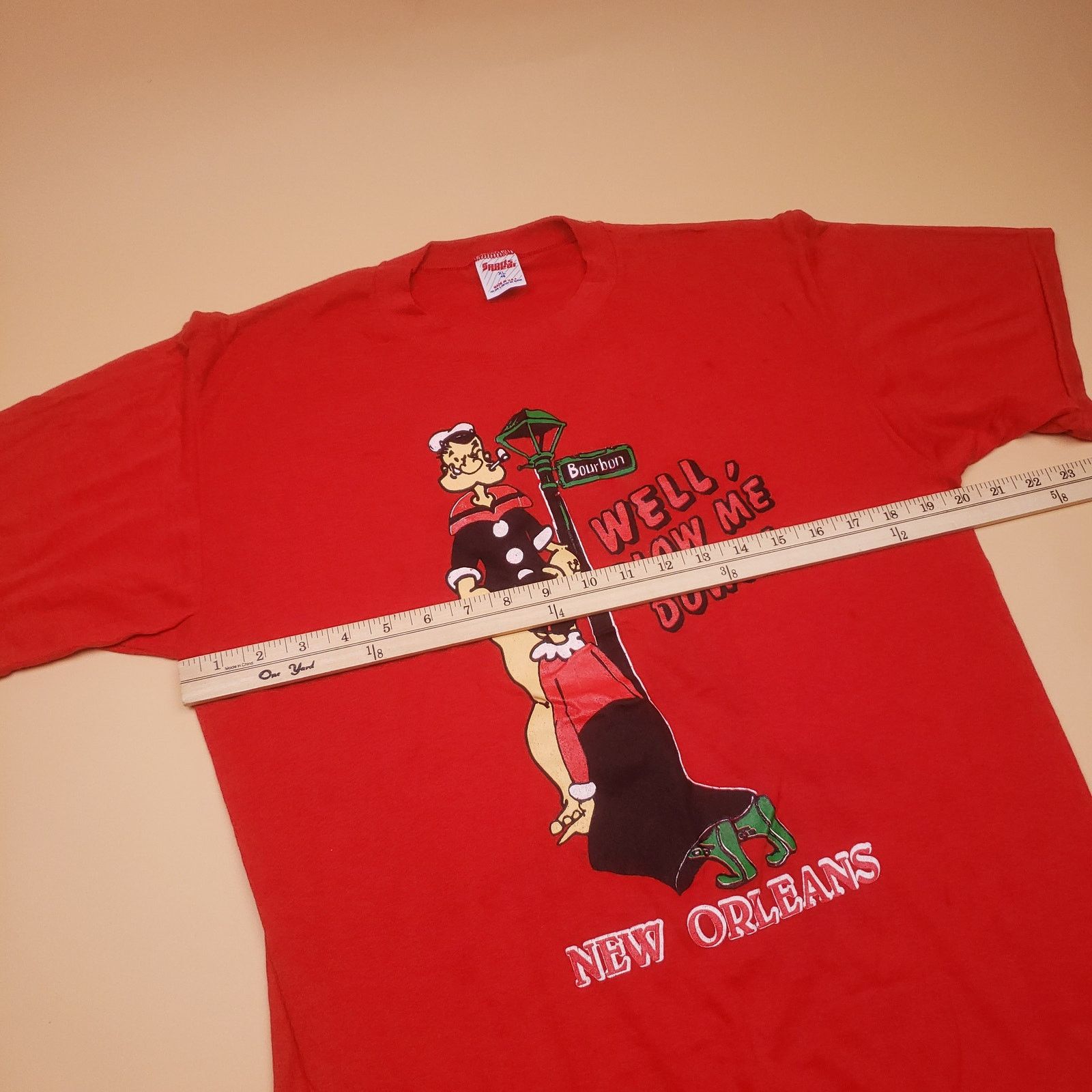 Vintage Vintage 80s Well, Blow Me Down! New Orleans Popeye Funny Tee Size US XL / EU 56 / 4 - 11 Thumbnail