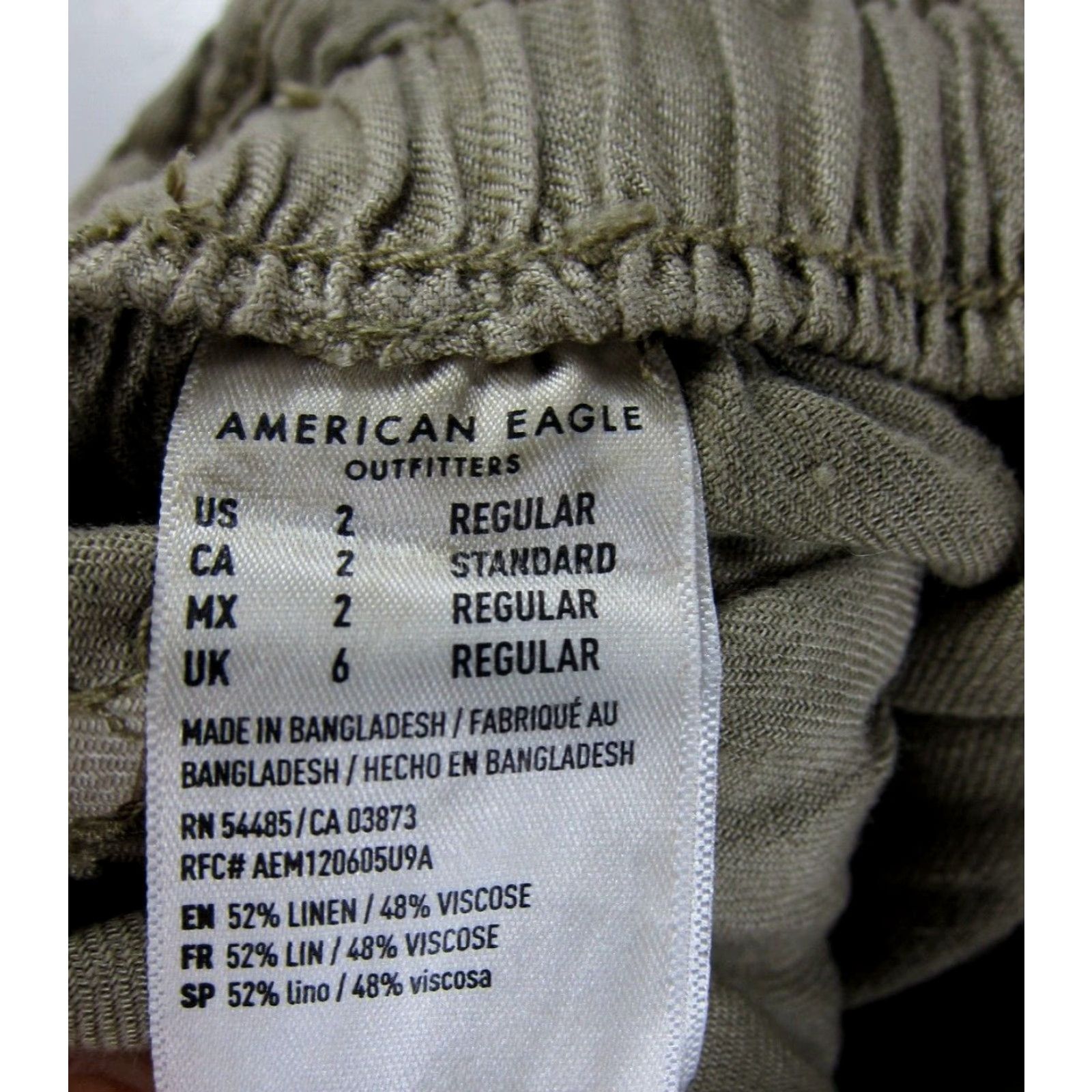 American Eagle Outfitters American Eagle Outfitters Pants Women 2 Olive Green Linen Rayon High Rise Wide Leg Pockets 24" Waist 31" Inseam Size 26" / US 2 / IT 38 - 4 Thumbnail