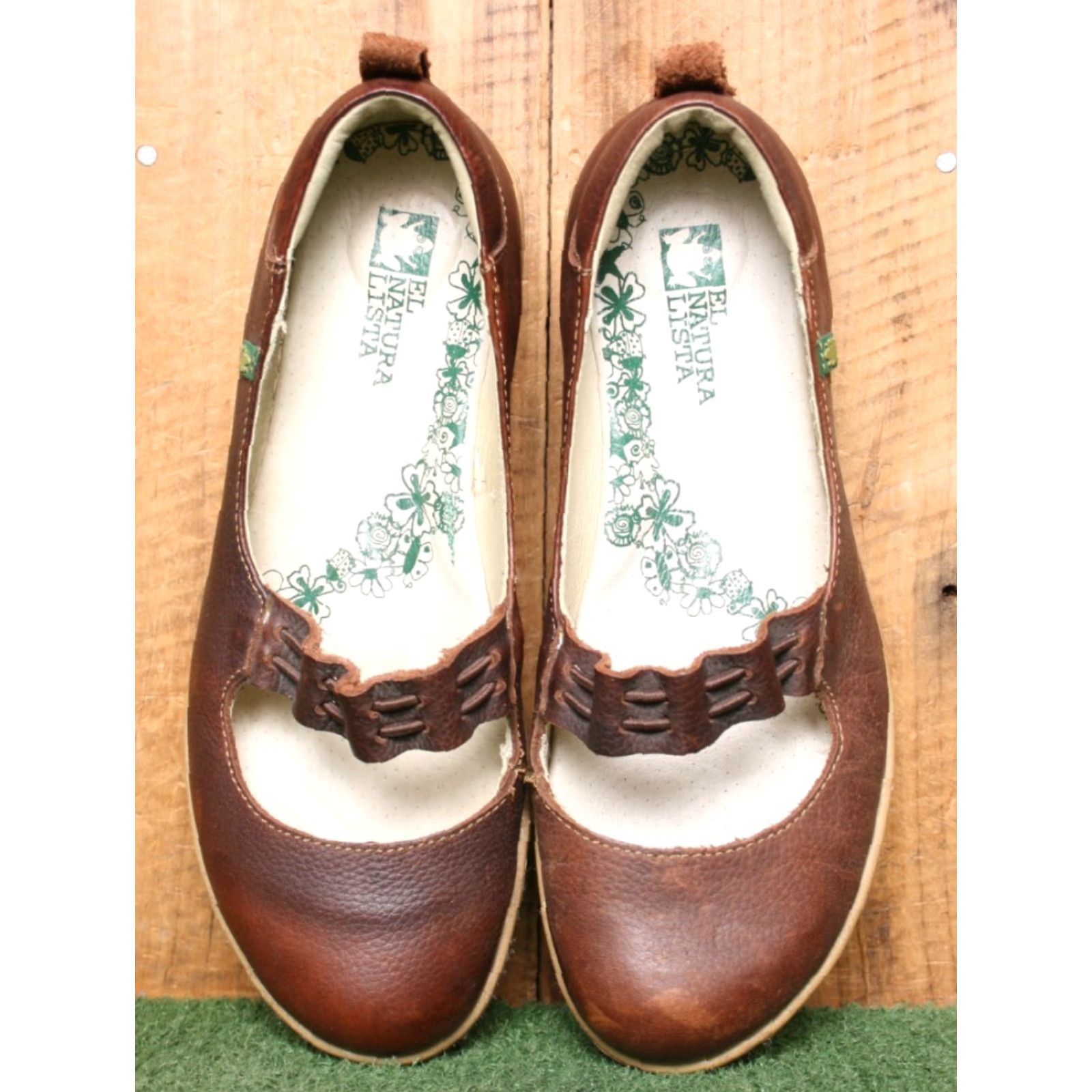 Vintage VINTAGE EL NATURALISTA N920 Emmy Recyclus Brown Leather Mary Jane Wedge EUR 40 ≈ US 9 Women Shoes MB? Size US 9 / IT 39 - 4 Thumbnail
