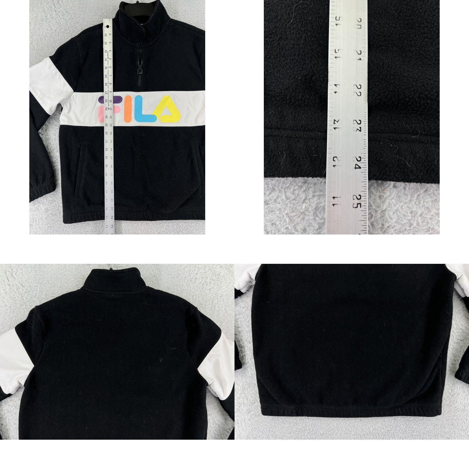 Fila VINTAGE FILA Sweater Womens Small Black Logo 1/4 Zip Mock Neck Fleece Size S / US 4 / IT 40 - 9 Thumbnail