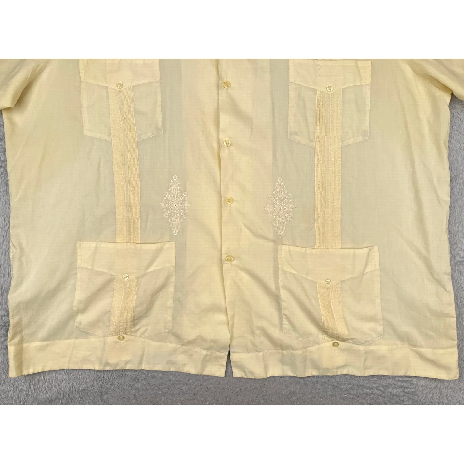 Vintage Guayaberas Yucatecas Shirt Adult 4XL XXXXL Yellow Polyester Blend 4 Pocket Size US XXL / EU 58 / 5 - 5 Thumbnail