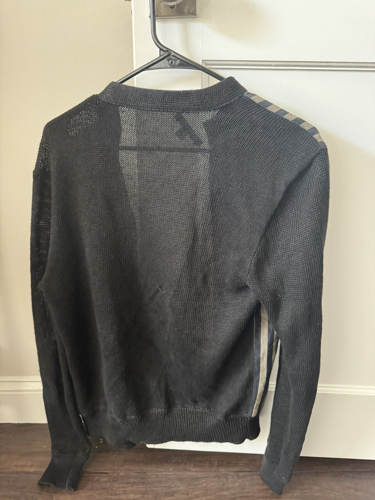 John Varvatos Black Grey Bomber- Striped Linen Blend Full Zip Size US S / EU 44-46 / 1 - 2 Thumbnail