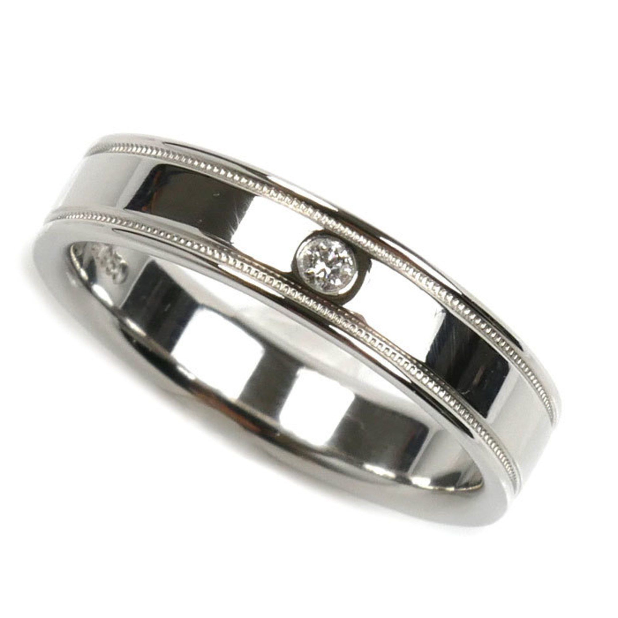 TIFFANY Tiffany Pt950 Platinum Double Milgrain Band Diamond