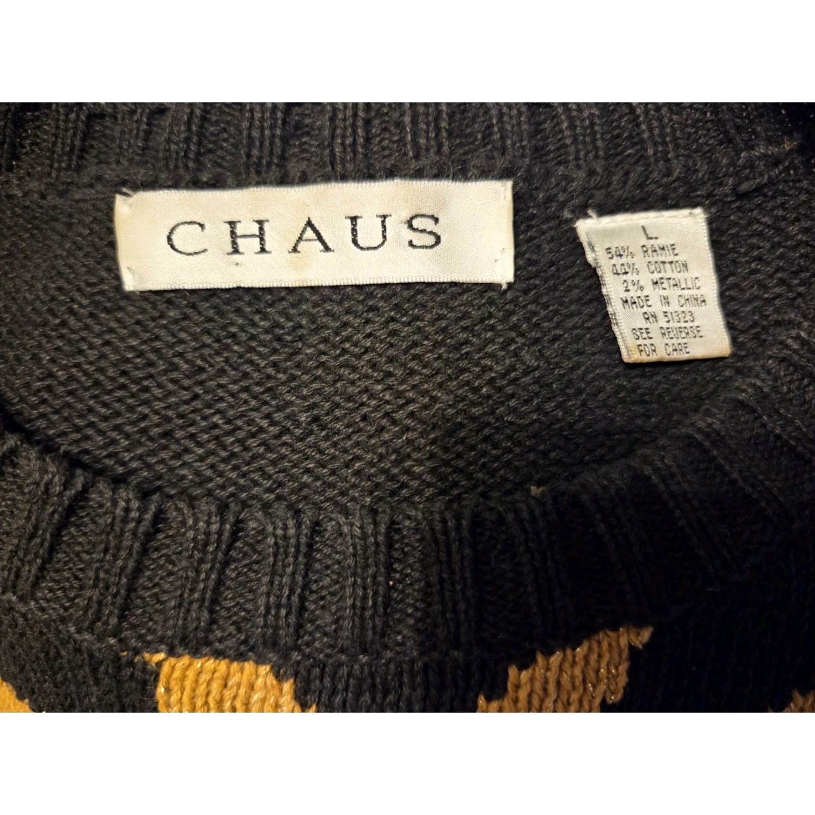 Vintage Vintage Chaus Black Brown Abstract Metallic Sweater Womens L Size L / US 10 / IT 46 - 6 Thumbnail