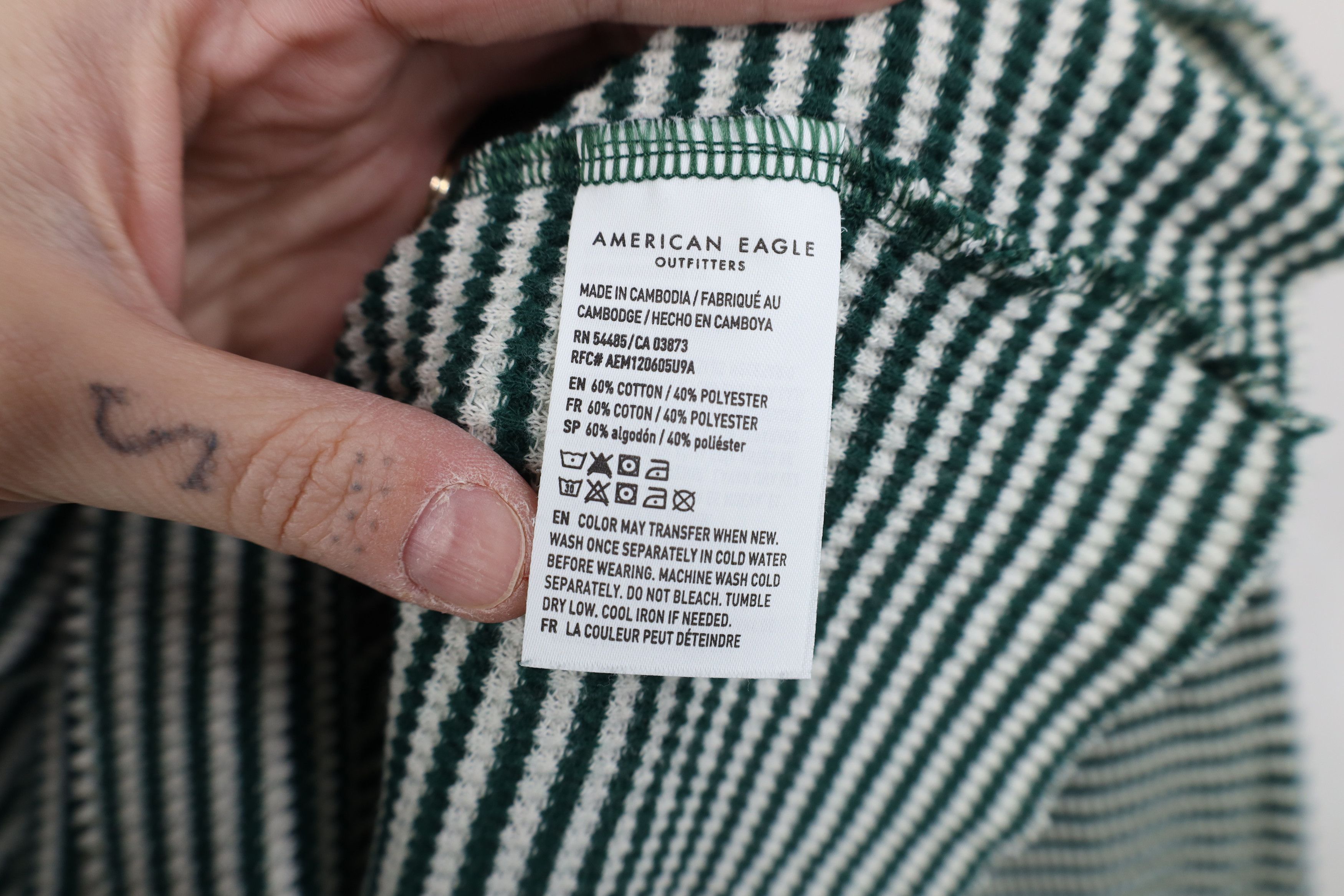 American Eagle Outfitters Vintage Y2K American Eagle Striped Thermal Knit T-Shirt Size M / US 6-8 / IT 42-44 - 8 Thumbnail