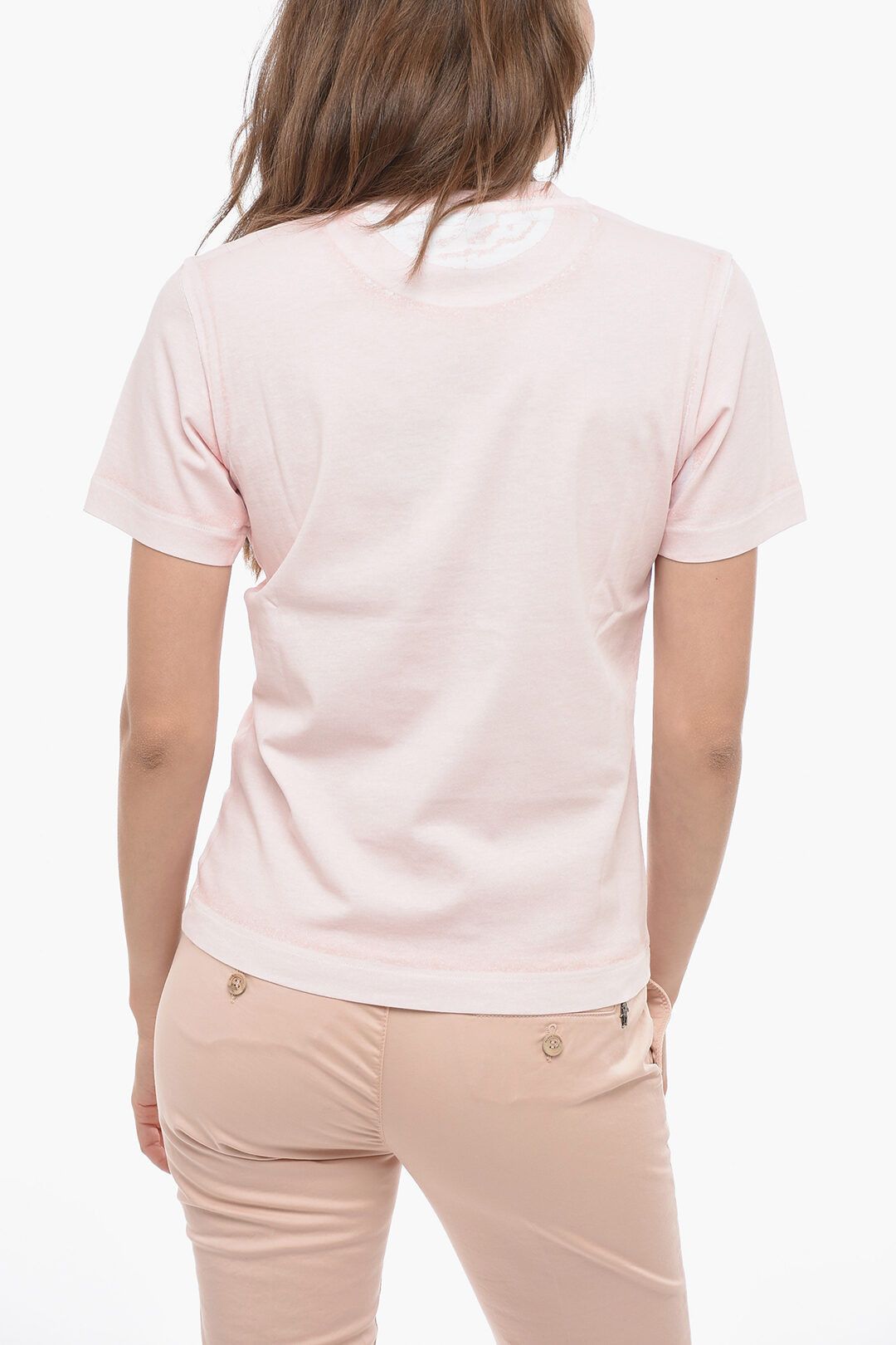 Stella McCartney og1mm0824 Crew Neck Tie Dye Cotton T-Shirt in Light Pink Size S / US 4 / IT 40 - 2 Thumbnail