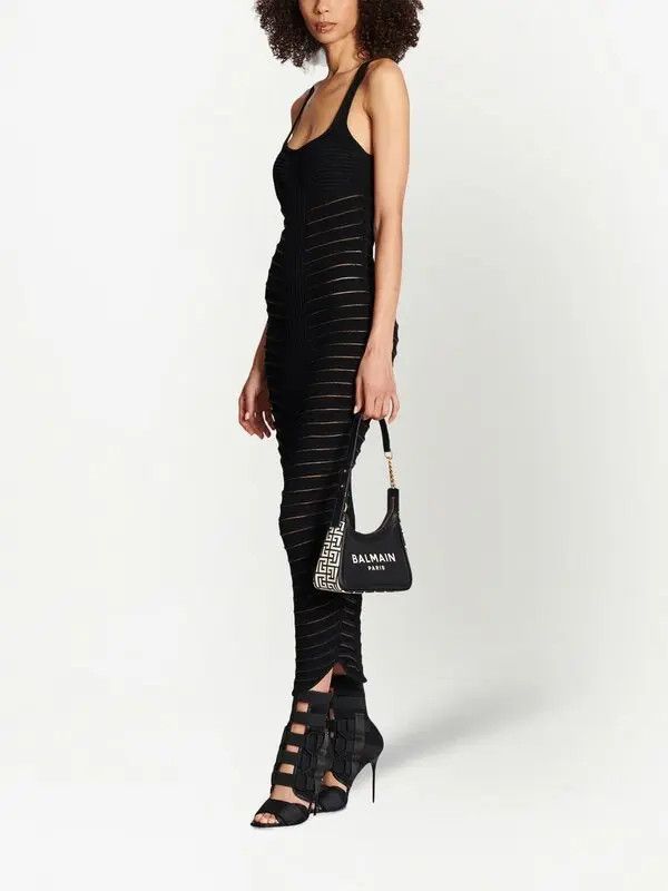 Balmain o1y0525 Midi Dress in Black Size M / US 6-8 / IT 42-44 - 2 Thumbnail