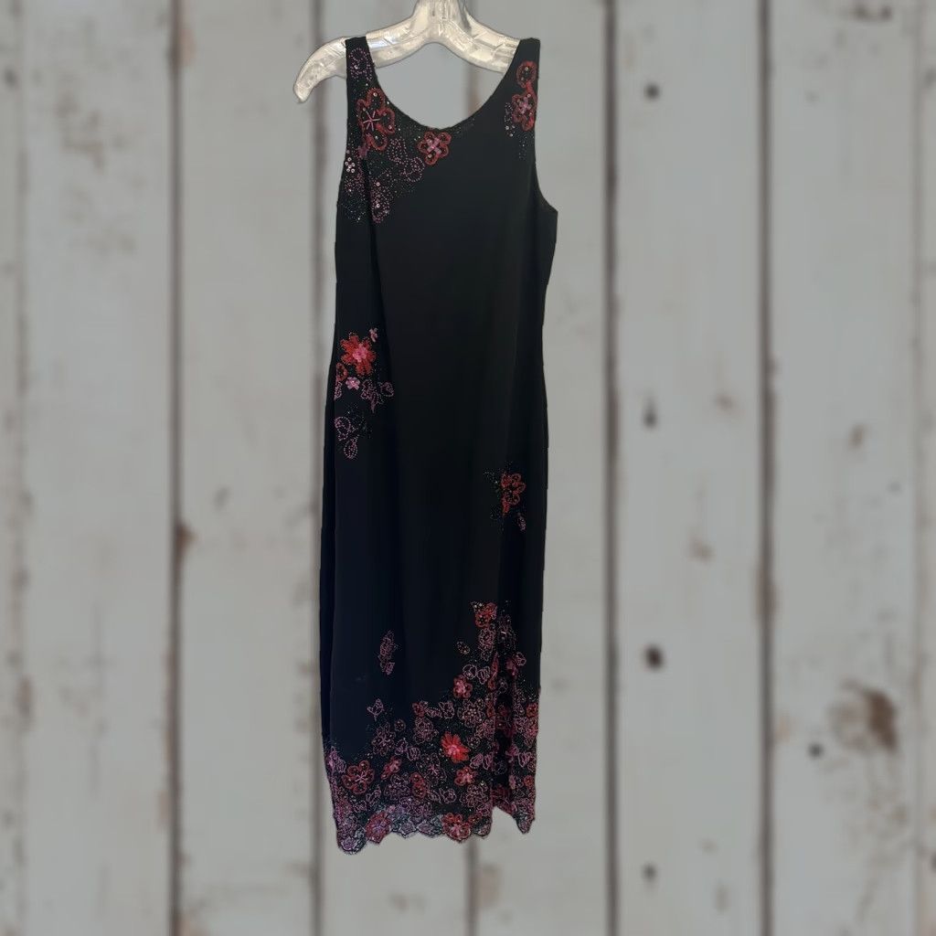 Vintage VINTAGE Kay Unger New York Women’s Sleeveless Beaded Dress 14 Black Womens Long Sleeveless Dress Beaded 14 Kay Unger New York Womens Brown? Size XL / US 12-14 / IT 48-50 - 1 Thumbnail