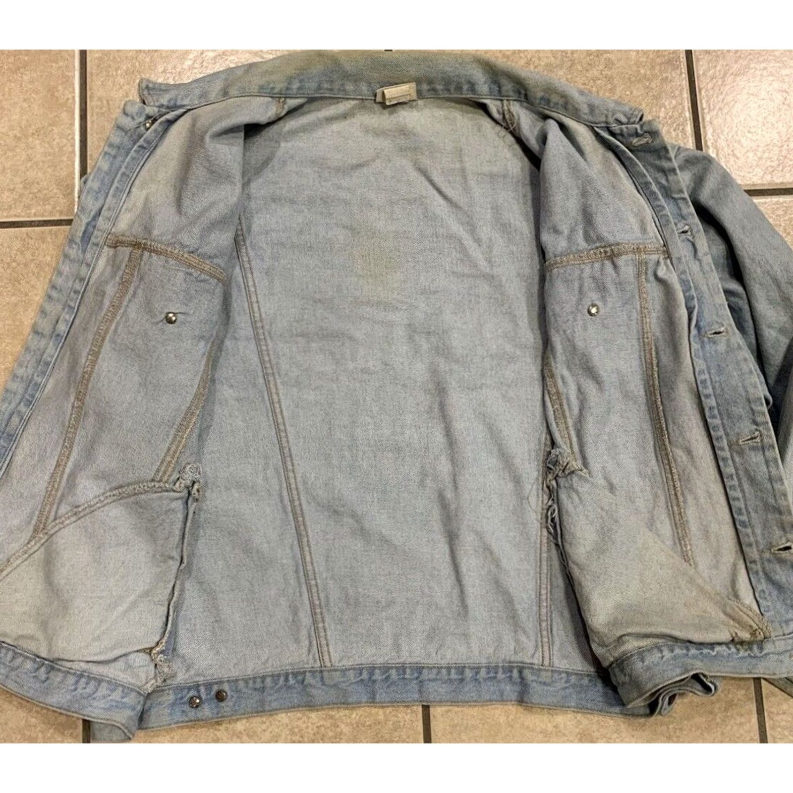 Denime VINTAGE Women's Plus 1X Vivaldi Denim Blue Jean Trucker Jacket Shirt Womens Plus 1X Blue Denim Jacket Size 40" / US 18 - 2 Thumbnail