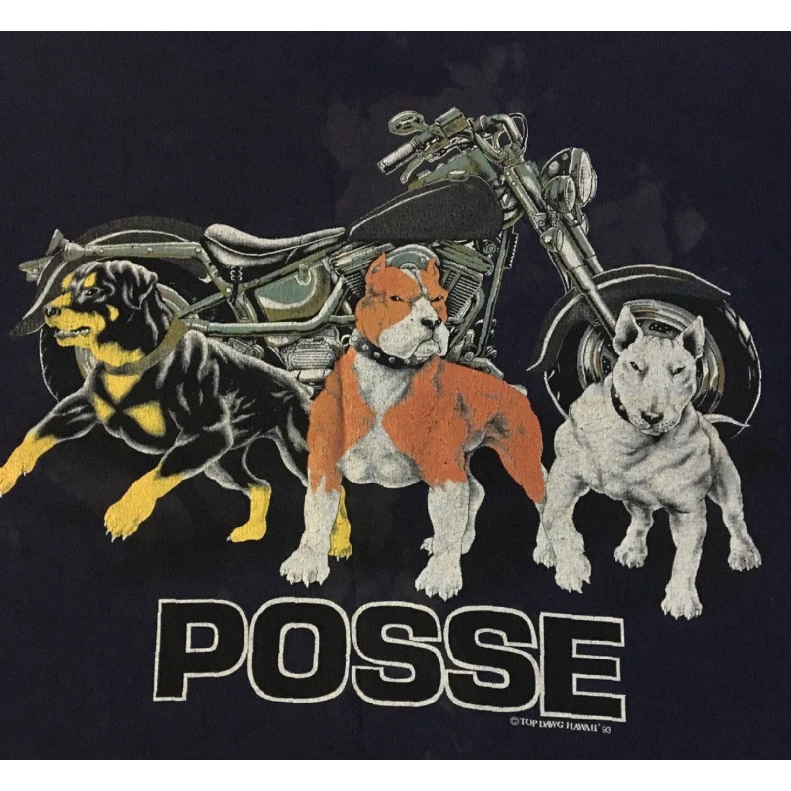 Vintage VINTAGE Top Dawg Posse Thrashed Faded Distressed Shirt XL Navy Blue Hip Hop Single Stitch Men T-Shirt 90s Grunge Harley USA Biker Old School Size US XL / EU 56 / 4 - 3 Thumbnail