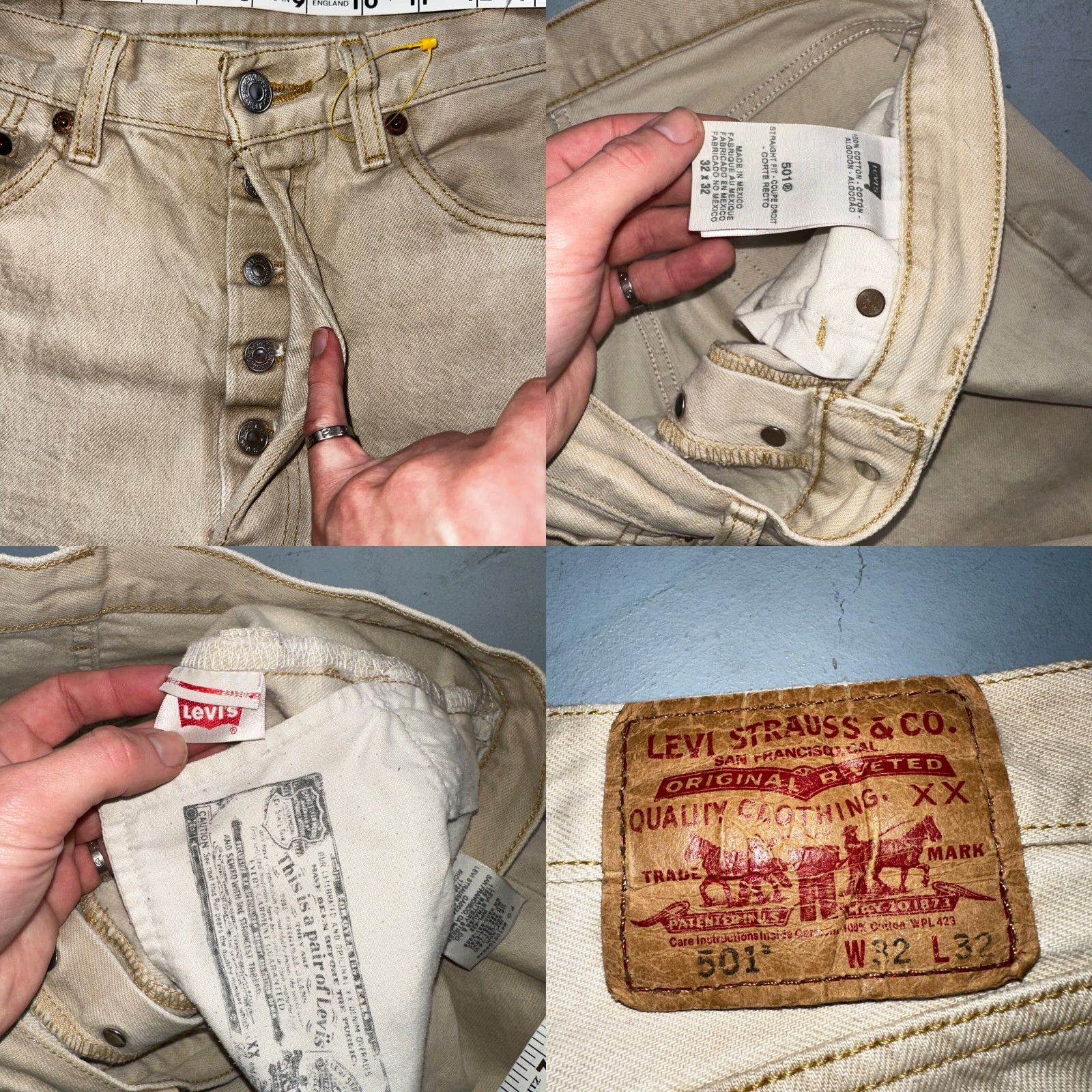 Levi's VINTAGE Levi's 501 Jeans Straight Denim 32x32 Regular Mens Beige Cotton Dark Wash 90s USA Mid Rise Jeans 32in Inseam | Levi's 501 Series Size US 32 / EU 48 - 8 Thumbnail