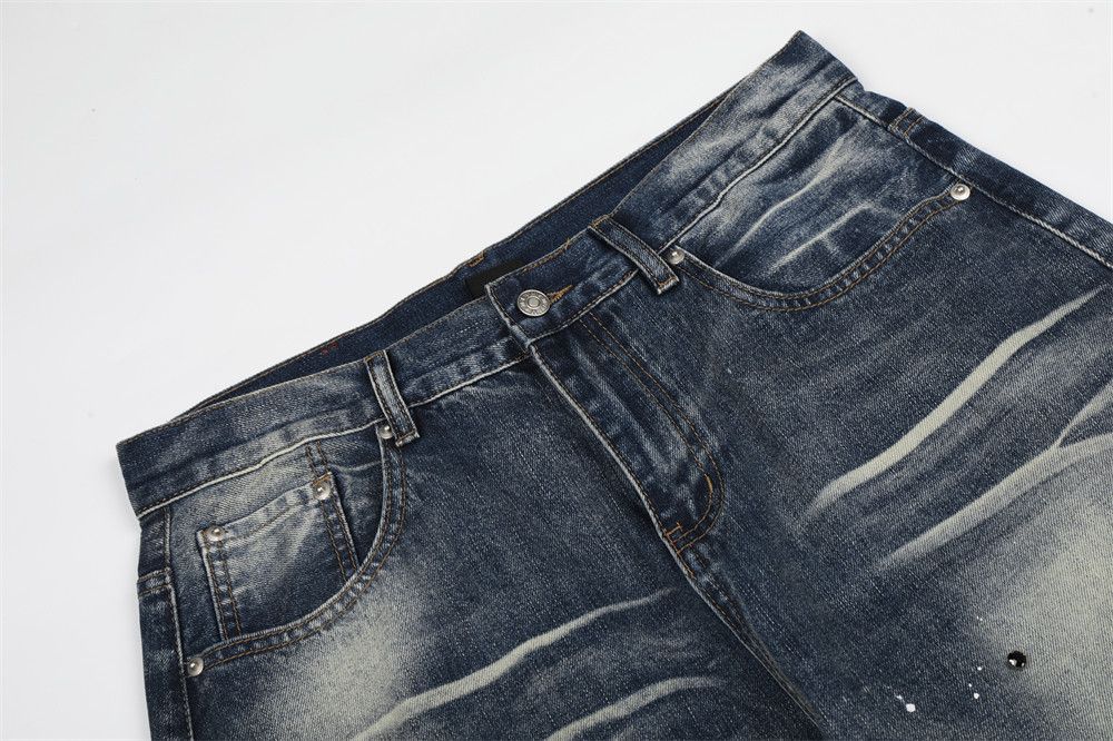 Vintage Men's Ink-Splattered Distressed Loose-Fit Curved-Leg Jeans Size US 32 / EU 48 - 3 Thumbnail