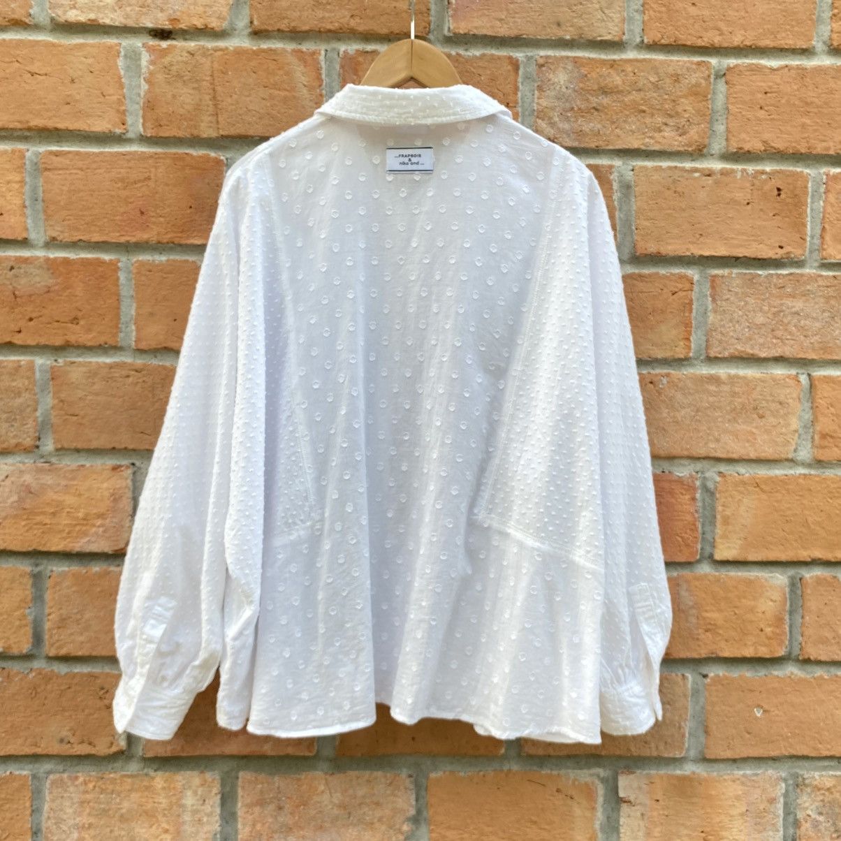 Frapbois FRAPBOIS & niko and ... White Dobby Cotton Blouse Size L / US 10 / IT 46 - 11 Thumbnail