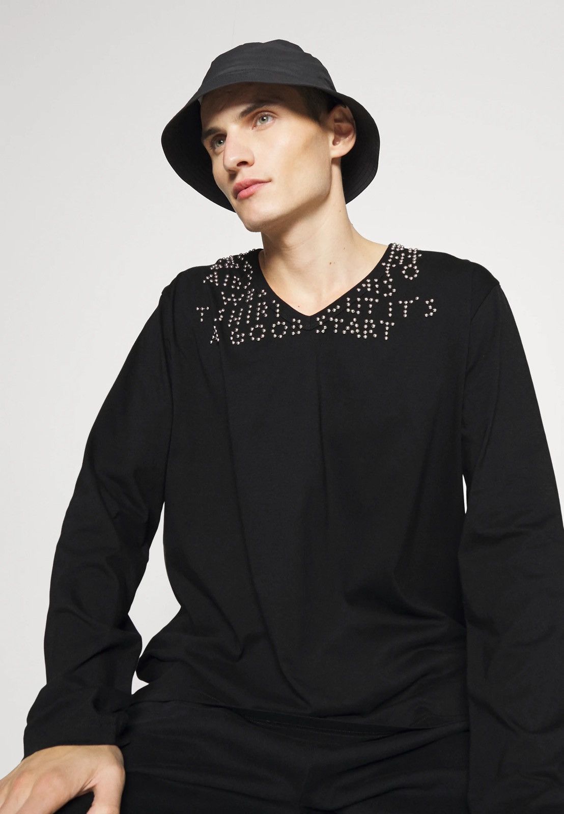 Maison Margiela !DS! SS22 Maison Margiela Studded Black Longsleeve T-Shirt Size US M / EU 48-50 / 2 - 5 Thumbnail