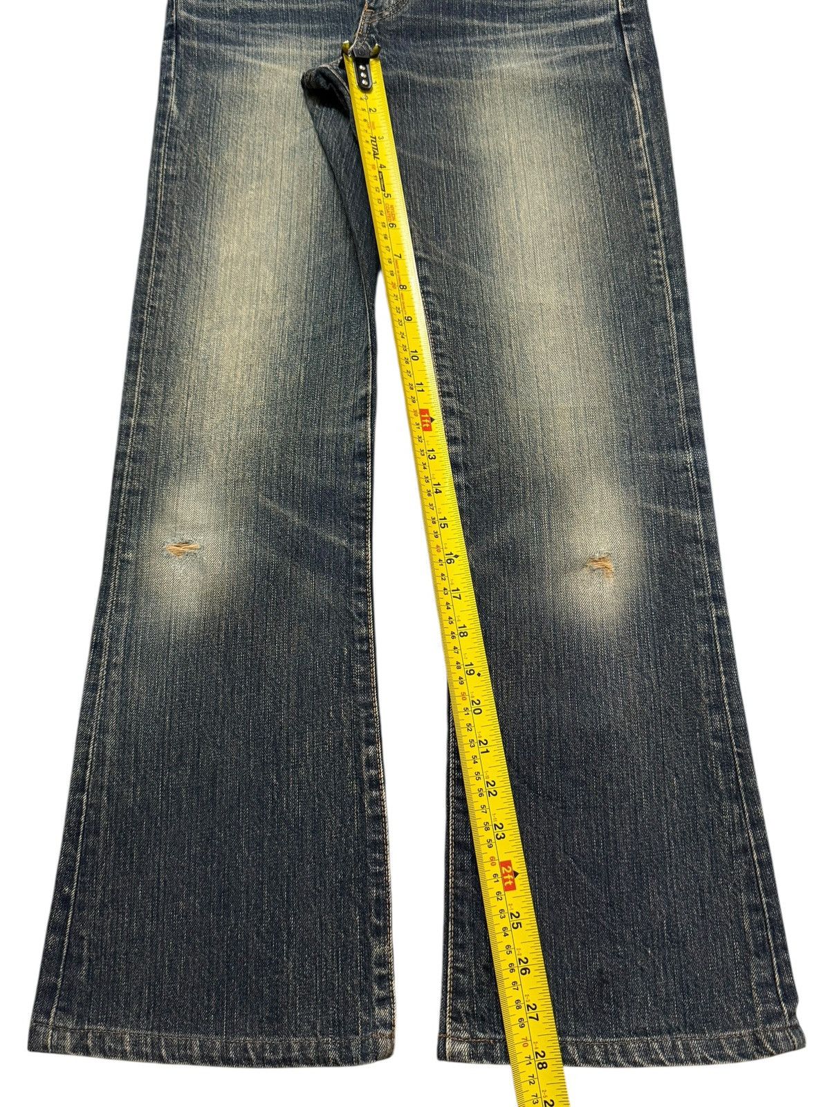 Edwin Vintage 90 Edwin 505 Blue Faded Wash Wide Leg Flare Jeans Size 28" / US 6 / IT 42 - 12 Thumbnail