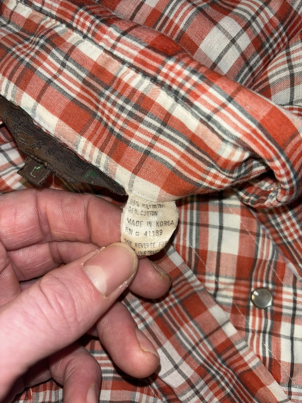 Carhartt × Vintage × Wrangler Vtg Western Plaid Pearl Snap Flannel Long sleeve Shirt Large Size US L / EU 52-54 / 3 - 7 Thumbnail