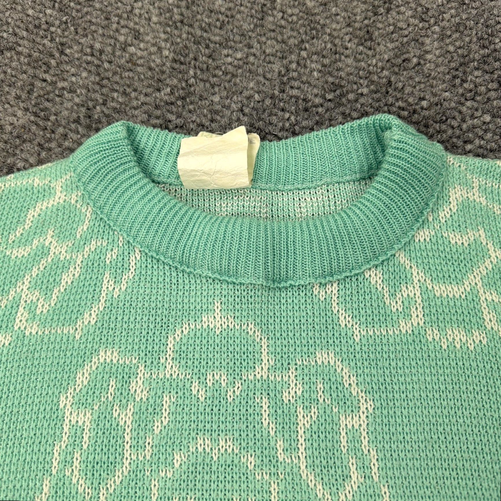 Vintage VINTAGE Isle Mode Sweater Womens L Green Floral Knit Dolman Shoulder Pads Crew Pullover 80s 90s Womens Size L / US 10 / IT 46 - 3 Thumbnail