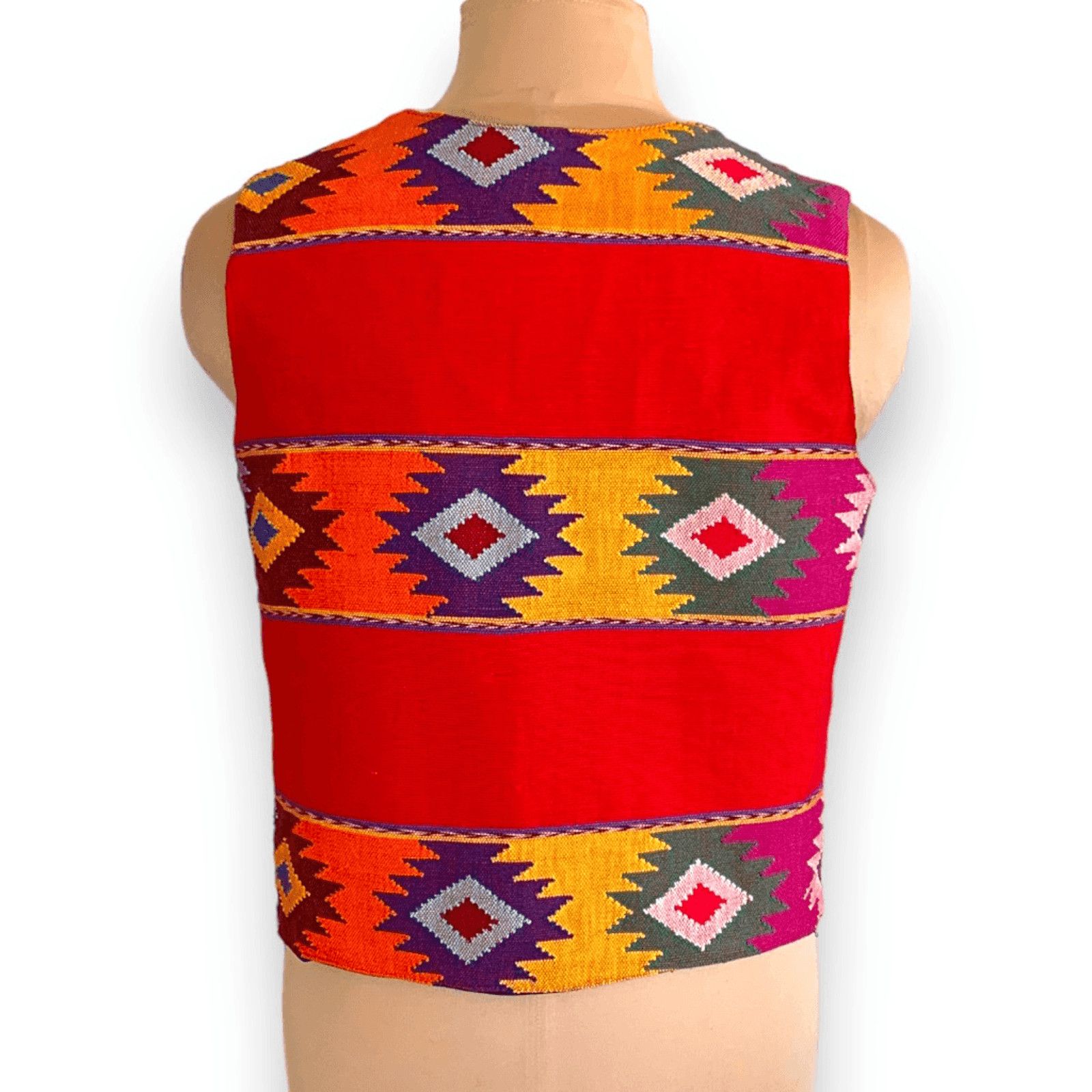 Orvis Vintage Orvis Southwestern Vest Red Geometric Cotton Medium Size M / US 6-8 / IT 42-44 - 3 Thumbnail