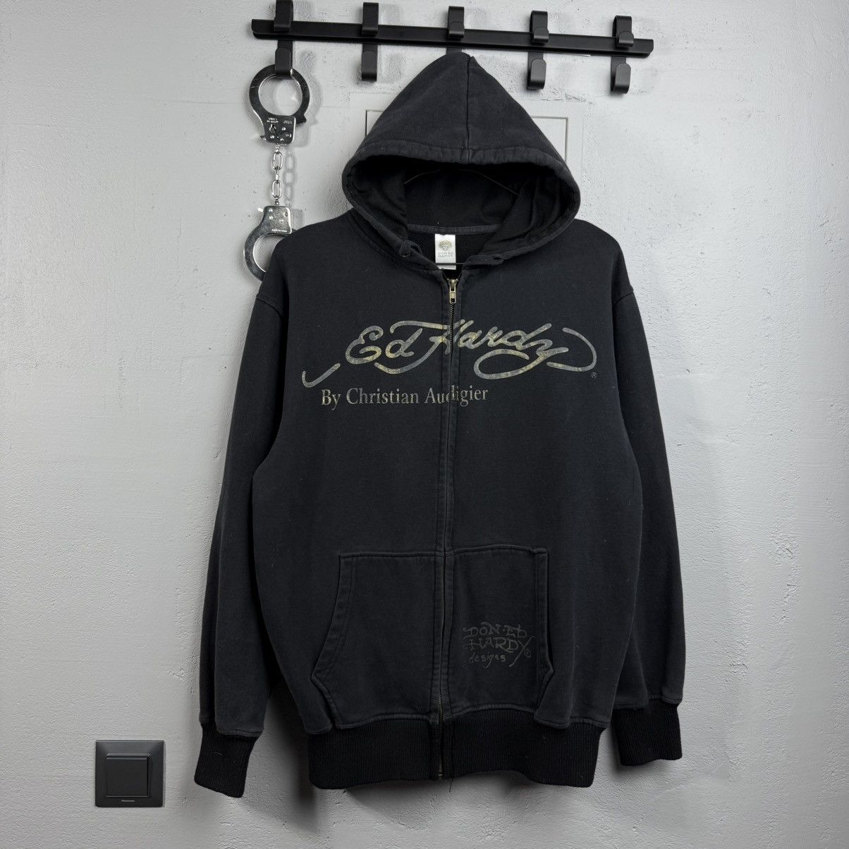 Ed Hardy Vintage Distressed Zip Hoodoe Ed Hardy Rhynestone Size US M / EU 48-50 / 2 - 1 Thumbnail