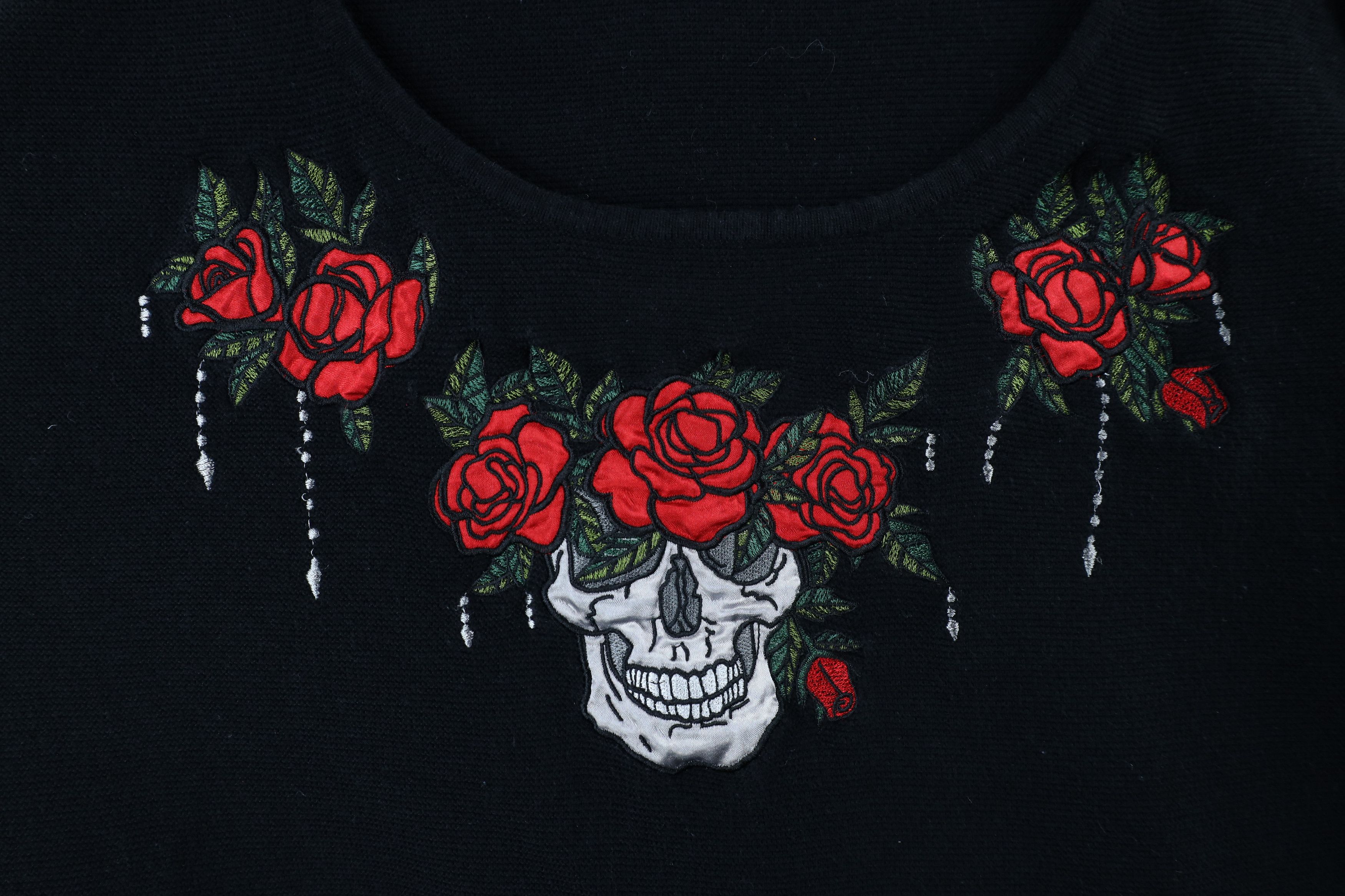 Vintage Vintage Y2K Goth Gothic Streetwear Flower Knit Sweater Black Size XL / US 12-14 / IT 48-50 - 4 Thumbnail