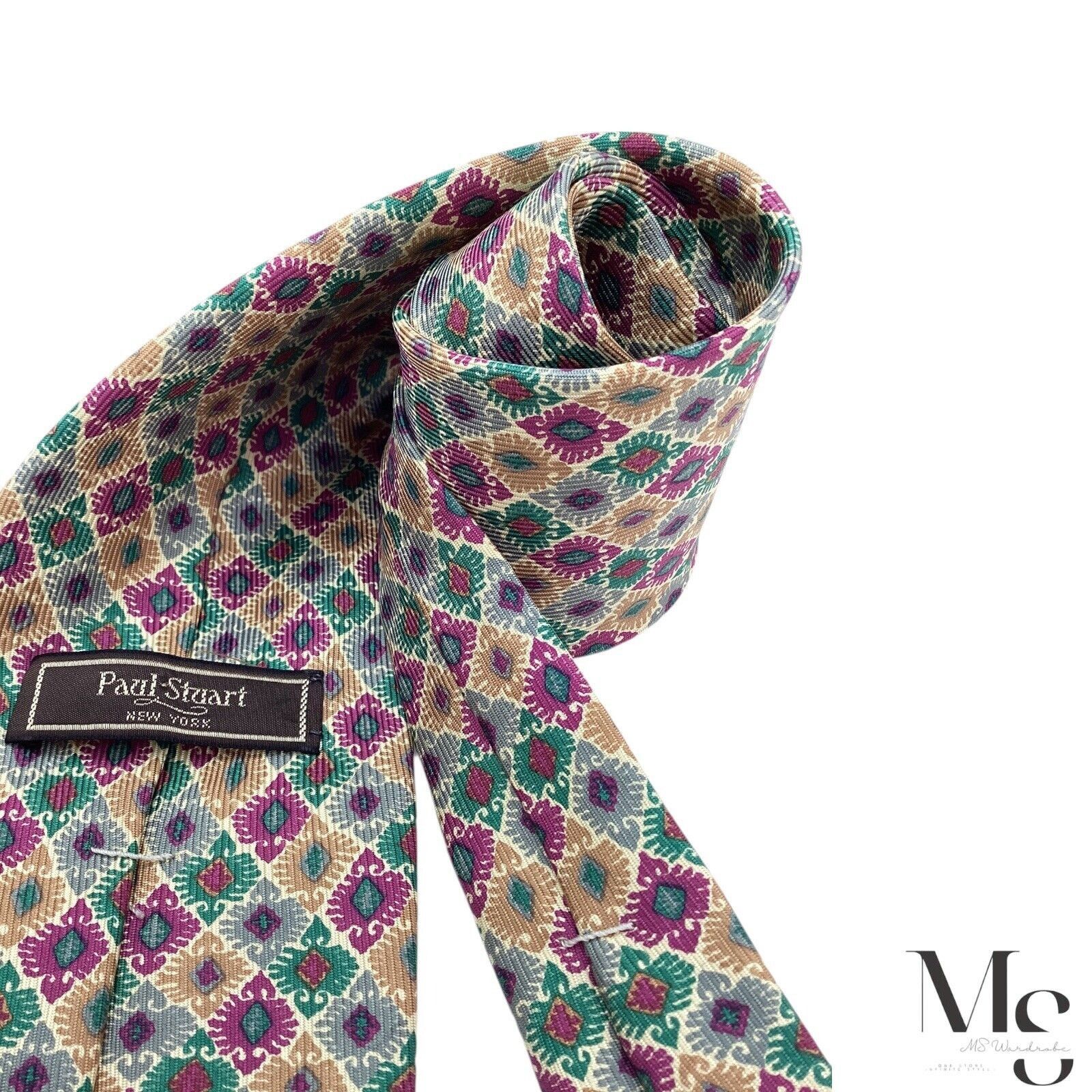 Paul Stuart PAUL STUART Multicolor Geometric Silk Tie Hand Made In USA W Size ONE SIZE - 4 Thumbnail