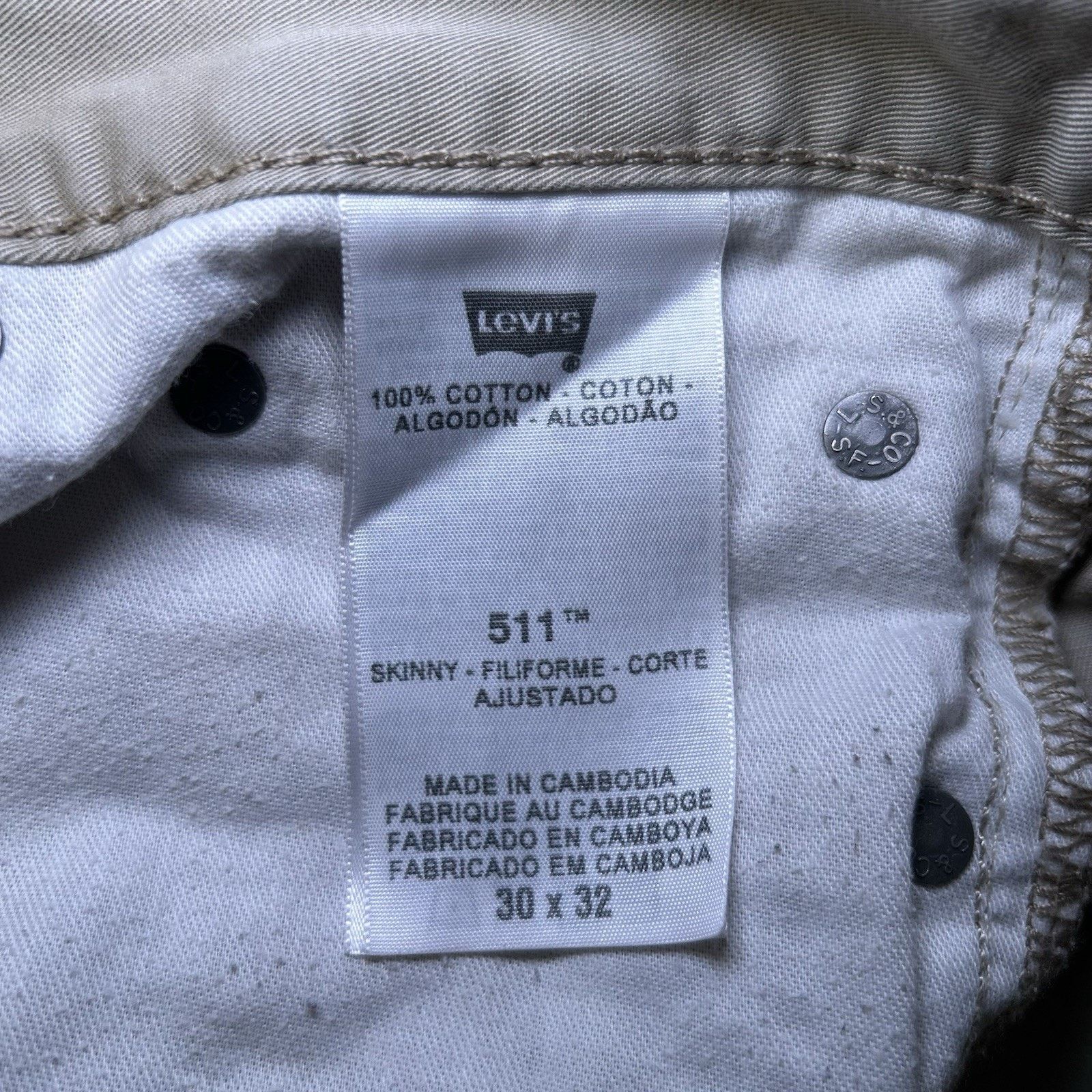 Levi's Levi's 511 Tapered Khaki 100% Cotton Casual Pants Mens 30x32 Size US 30 / EU 46 - 8 Thumbnail