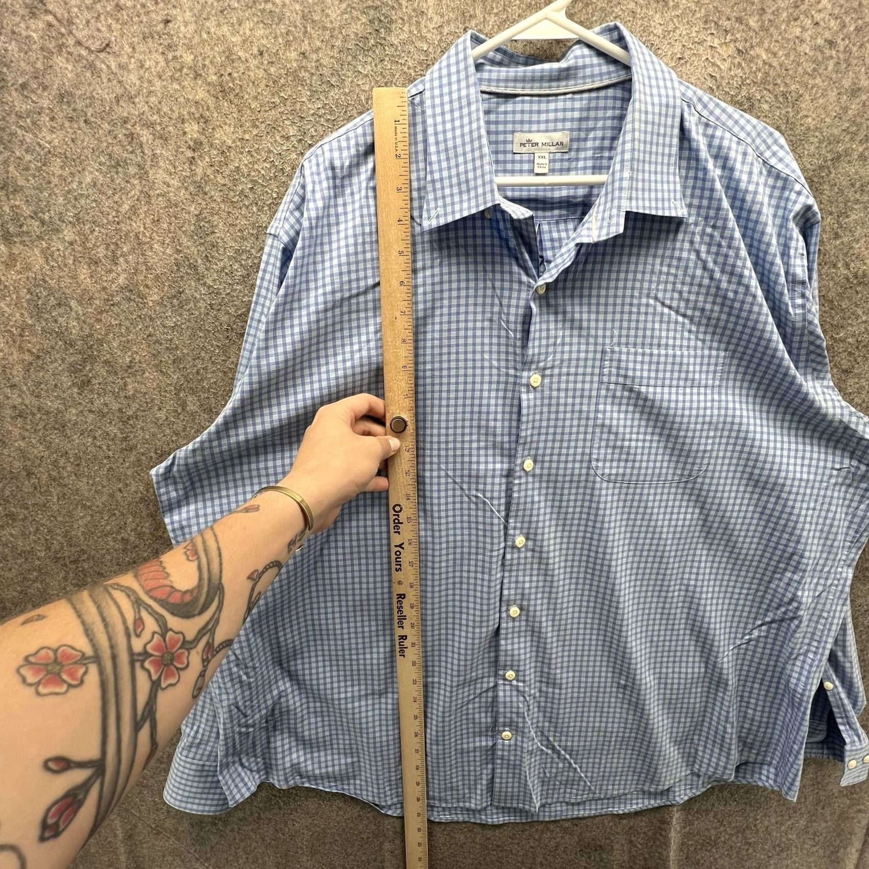 Peter Millar Peter Millar Shirt Mens 2XL Blue Check Long Sleeve Button Front Casual Woven Size US XXL / EU 58 / 5 - 4 Thumbnail