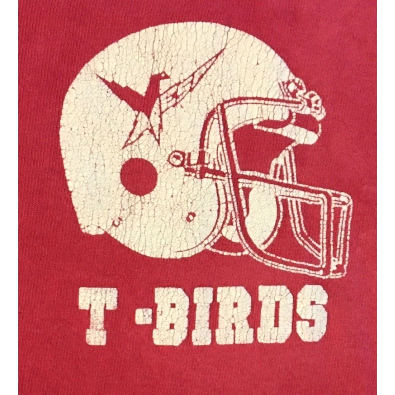 Vintage VINTAGE 90s Thunderbird School Football Thrashed Faded Distressed Shirt XL Red Single Stitch Graphic Tee Men Size US XL / EU 56 / 4 - 3 Thumbnail