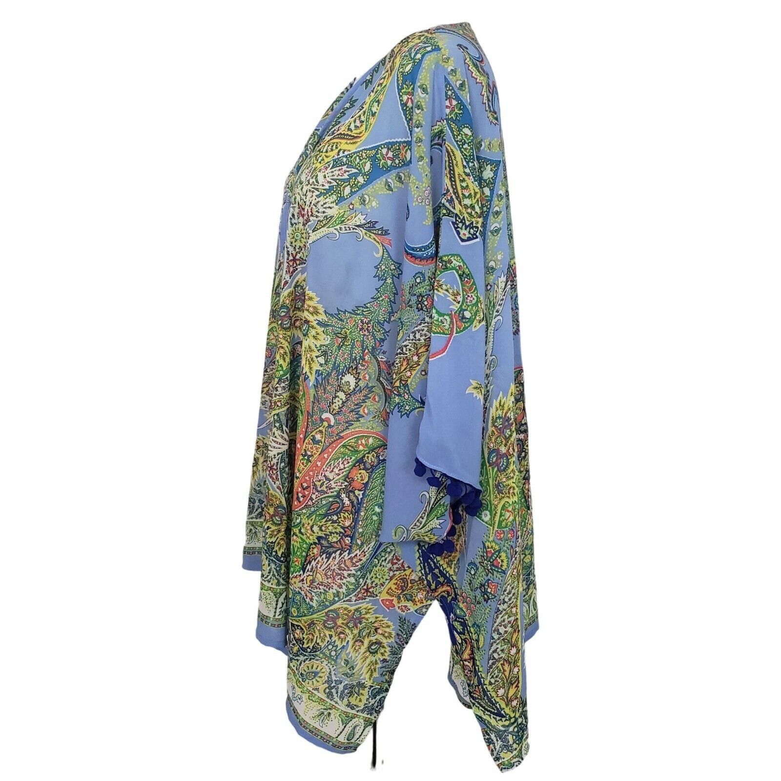 Designer Umgee Floral Kimono Womens Size M/Large Blue Paisley Boho Size L / US 10 / IT 46 - 3 Thumbnail