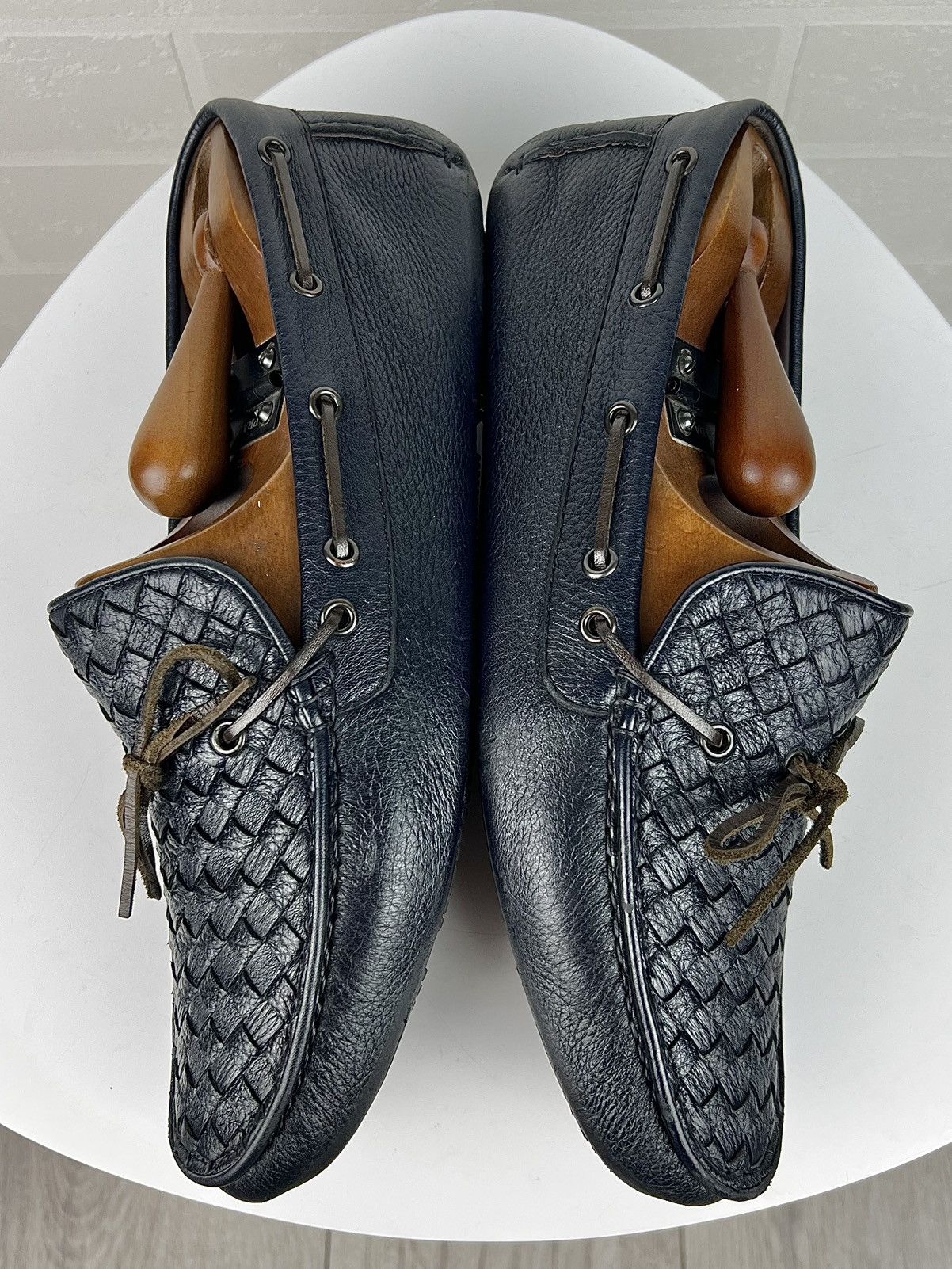 Bottega Veneta BOTTEGA VENETA Loafers Leather Shoes Woven Pleated Navy Mens Size US 10 / EU 43 - 13 Thumbnail