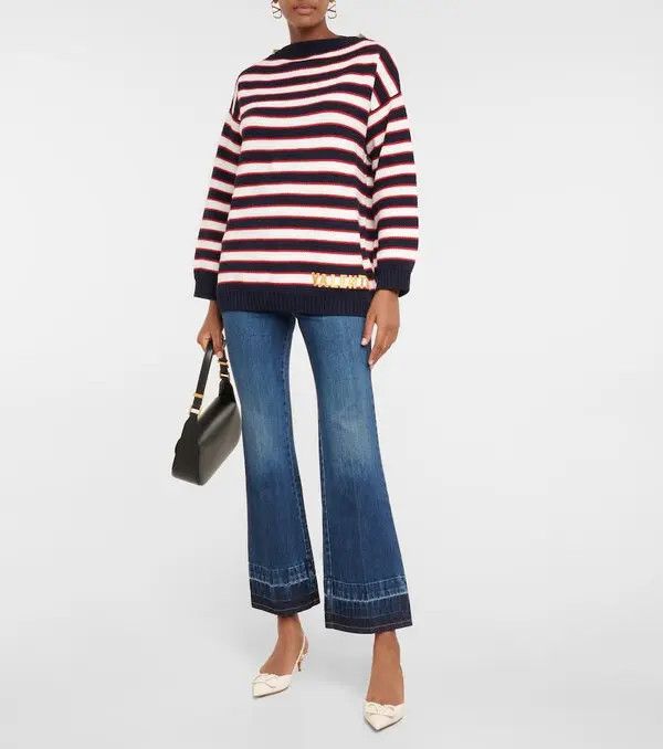 Valentino o1y0326 Stripes Sweater in Multicolor Size L / US 10 / IT 46 - 4 Thumbnail