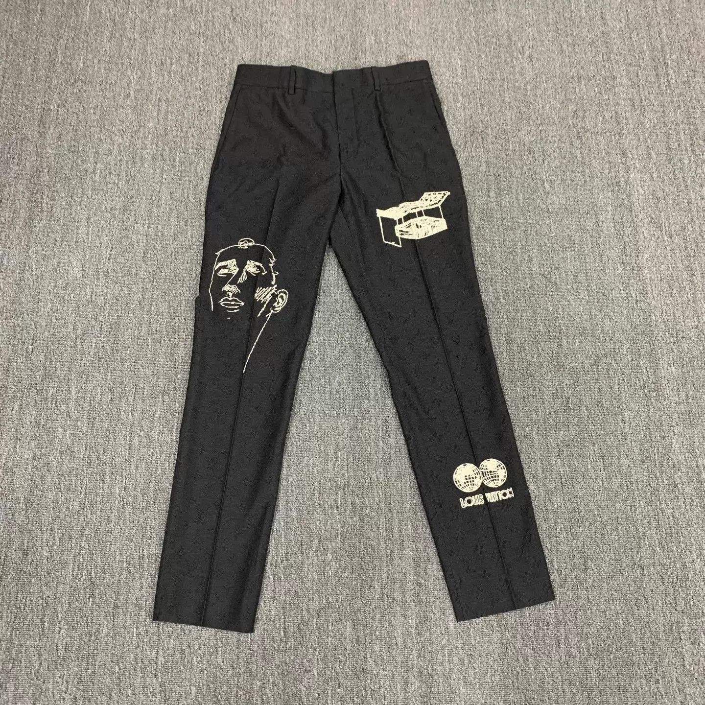 Louis Vuitton LV black monogram all over wool trousers 46 Size US 30 / EU 46 - 1 Thumbnail