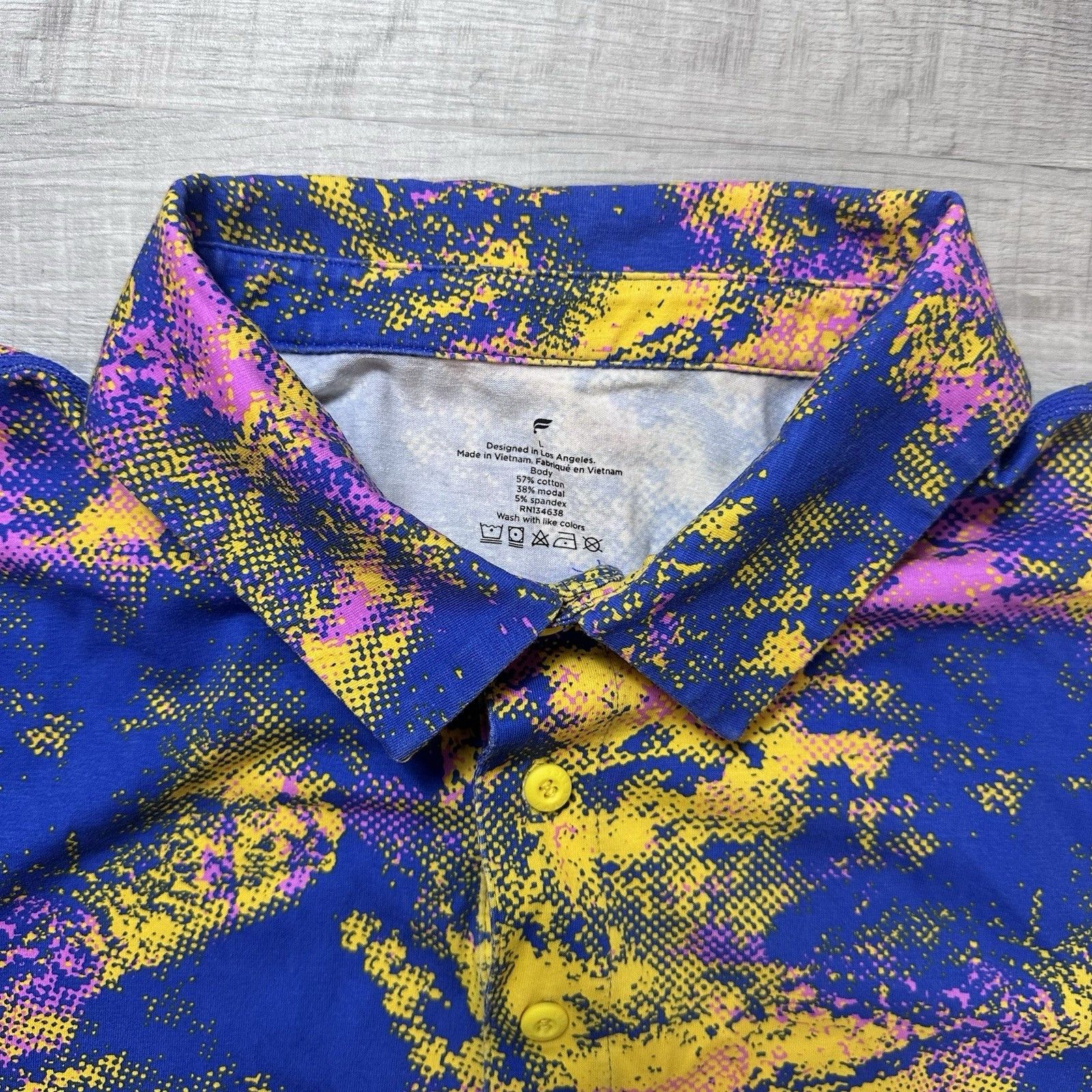 Fabletics (2) Fabletics The 24-7 Golf Polo Shirt Men's Large Abstract Size US L / EU 52-54 / 3 - 6 Thumbnail