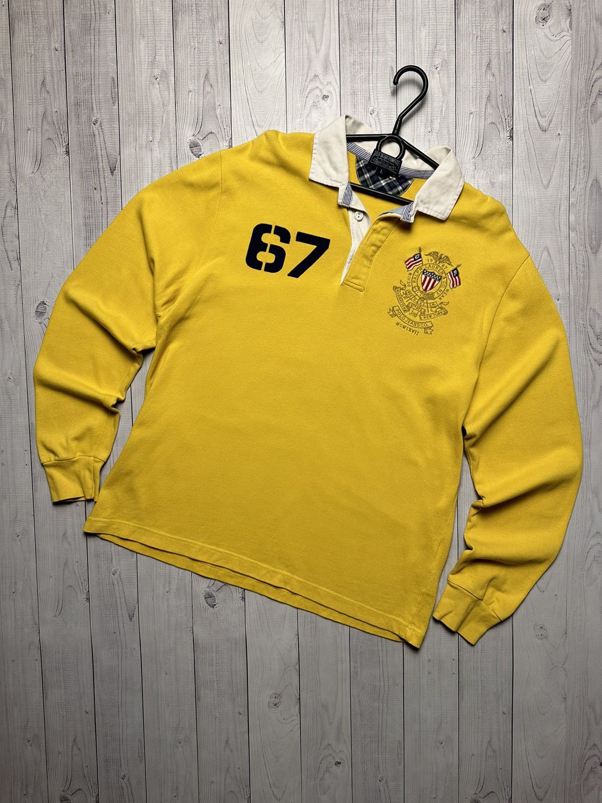Vintage Rugby polo Ralph Lauren size L logo yellow rare
