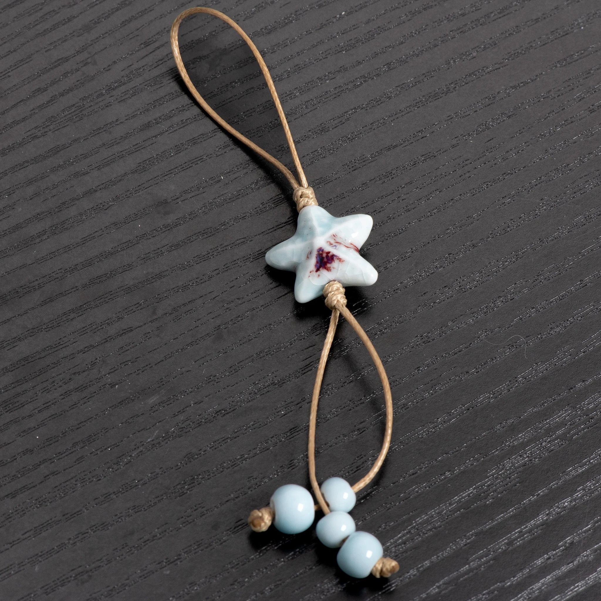 Handmade Star Ceramic Keychain Unique Bag Pendant Gift For Her Size ONE SIZE - 4 Thumbnail