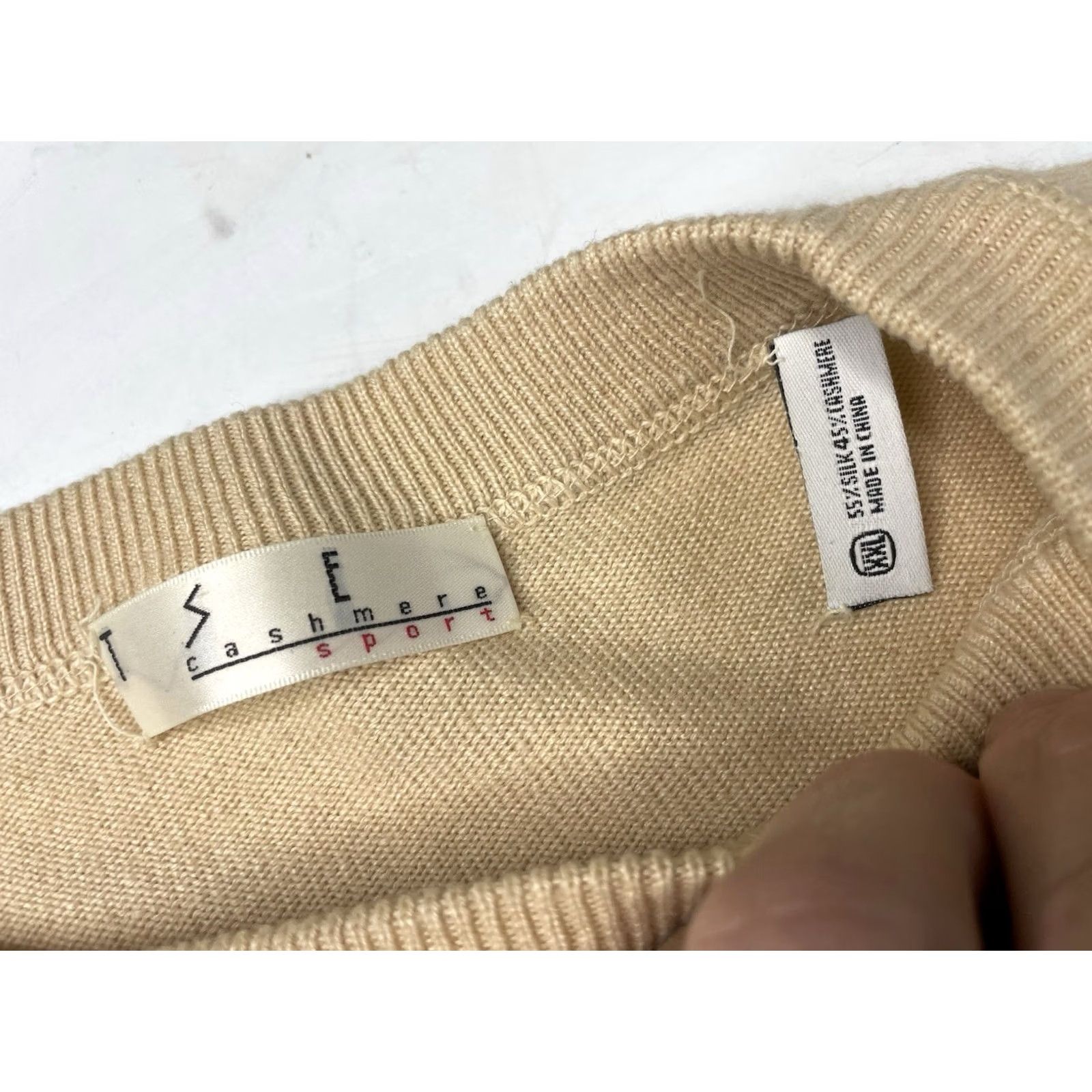 Tse TSE Cashmere Sport Silk Cashmere Men’s Crew Neck Knit Sweater Beige 2XL | Classic Fit Pullover Mens Shirt Size US XXL / EU 58 / 5 - 3 Thumbnail