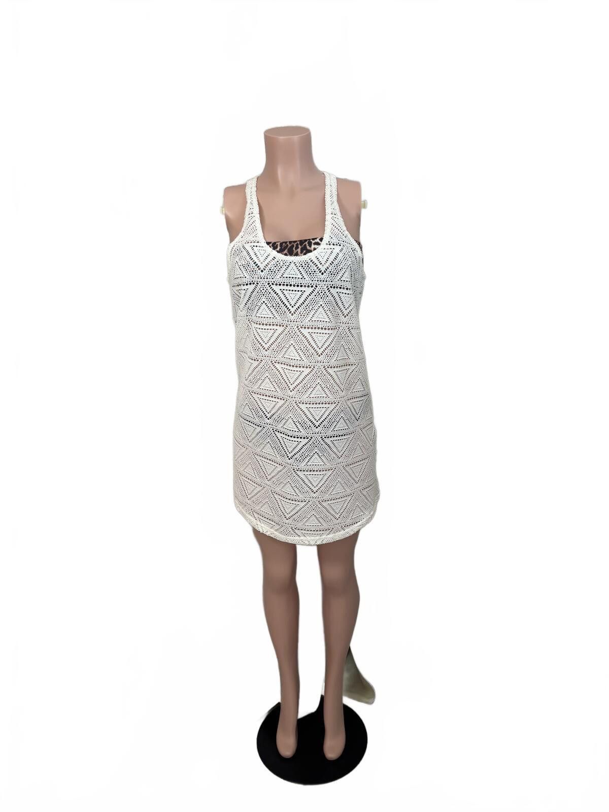 Other LAGACI Crochet Sleeveless Swim Cover-Up Dress in Cream. L Size ONE SIZE - 2 Thumbnail