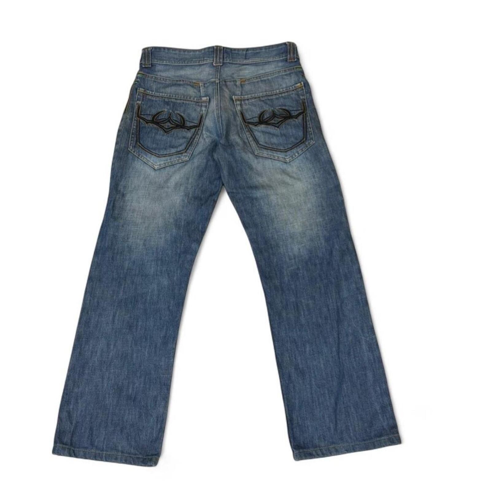 True Religion ENERGIE Y2K blue denim jeans with unique embroidery Size US 31 - 2 Thumbnail